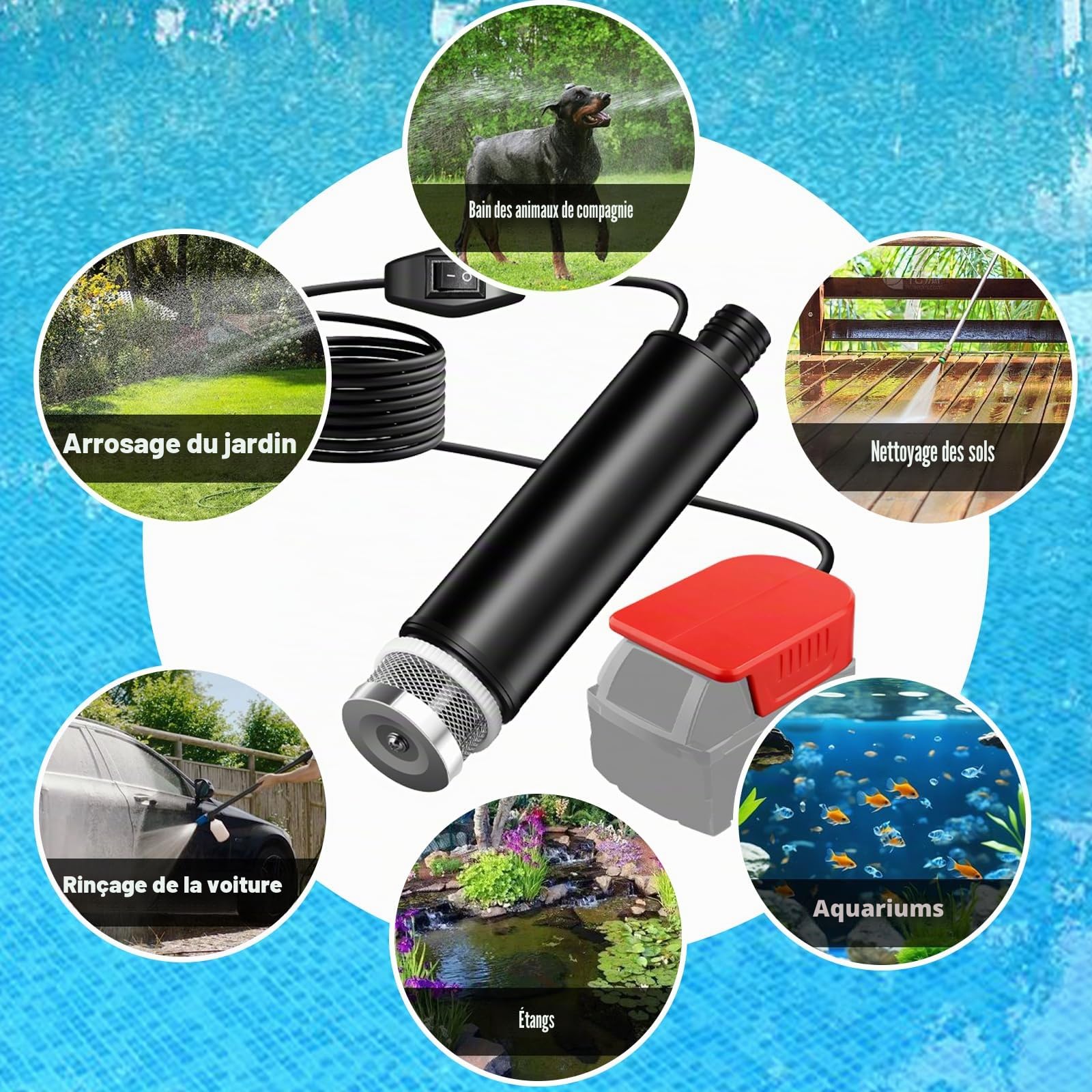 Pompe submersible compatible avec Einhell, pompe à eau pour Einhel, pompe submersible pour batterie Einhells 24 V, pompe à eau usée, mini pompes à eau pour Einhells, pour jardin, réservoir, piscine