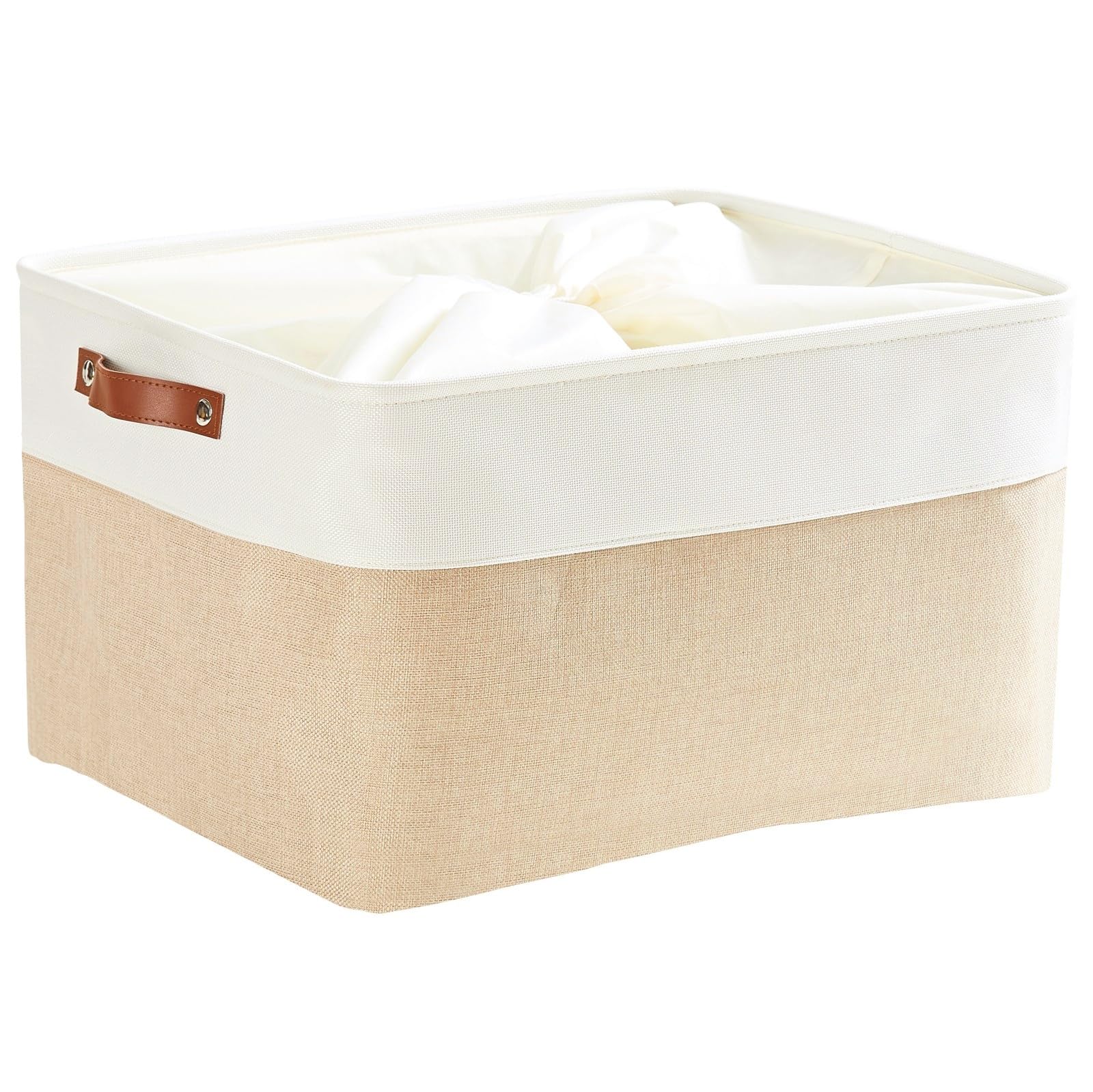 Mangata Storage Baskets, Thickened Canvas Fabric Storage Box for Toys, Clothing, Wardrobe (XLarge, Khaki)