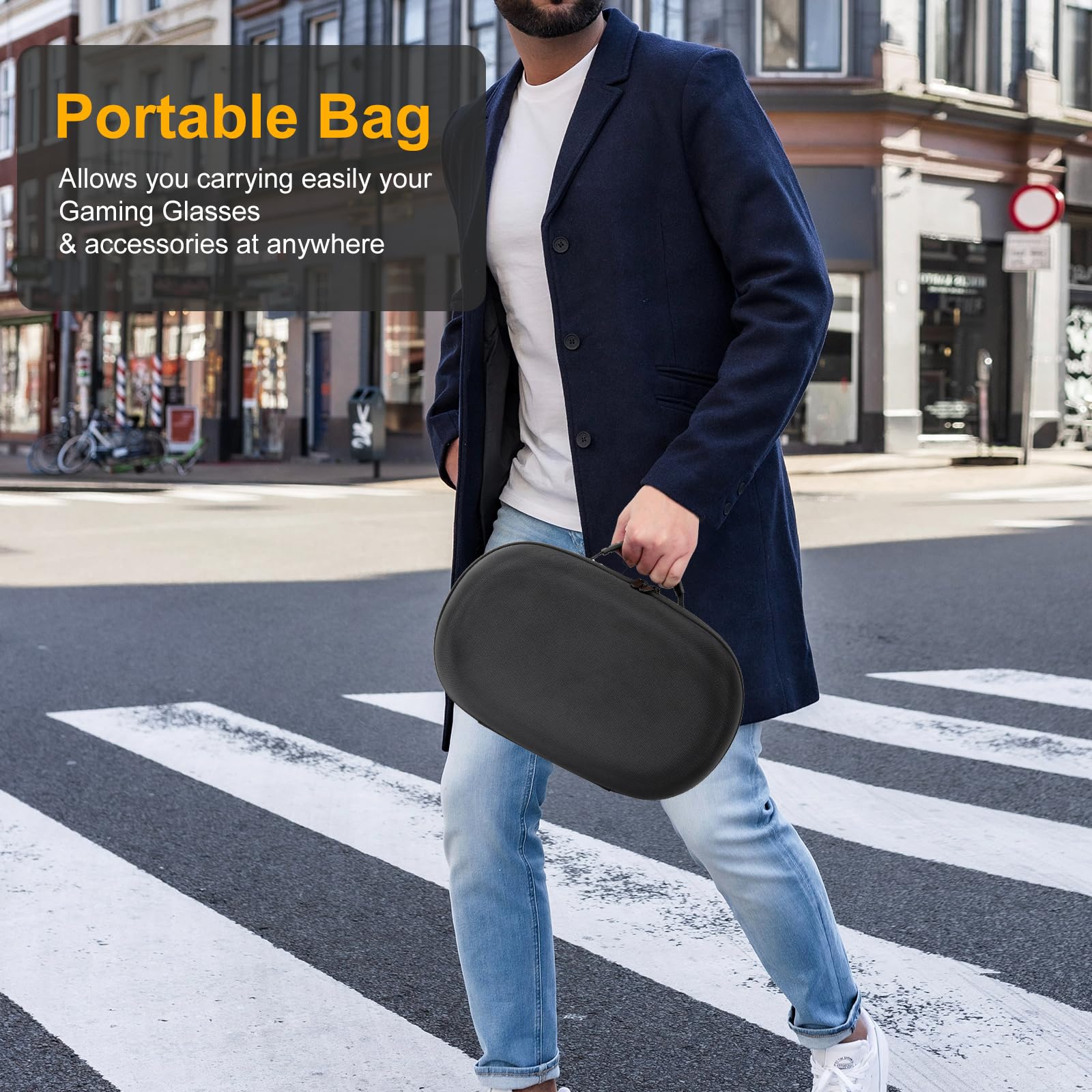 XINGFUDAO Grand étui de transport pour Meta Quest 3/Quest 3S, sac de rangement de protection compatible avec Kiwi/BOBOVR/Maecker Headstrap et accessoires, Noir , L, Simple et facile