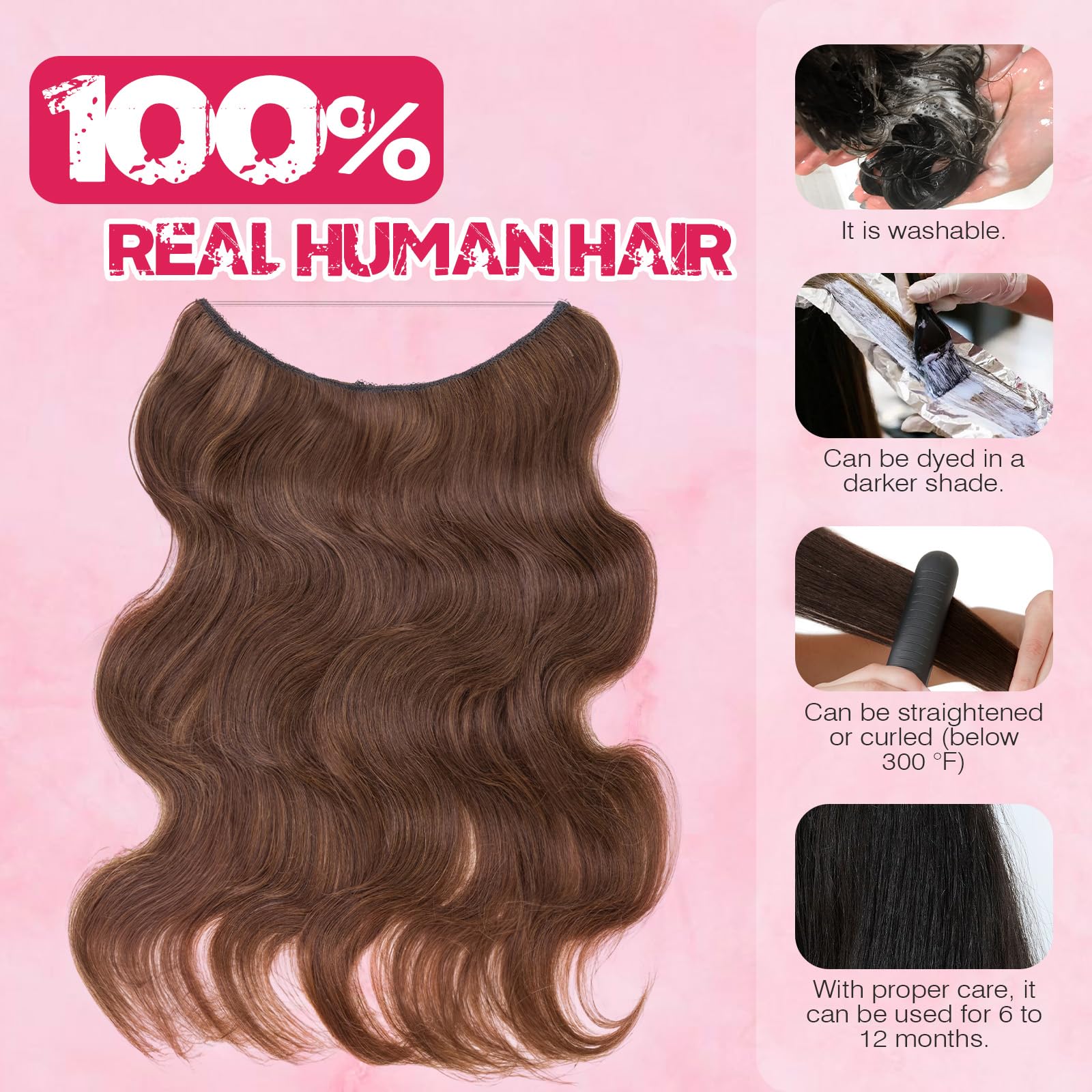 Amazon.com : Halo Hair Extensions Real Human Hair, MY-LADY  display picture 1