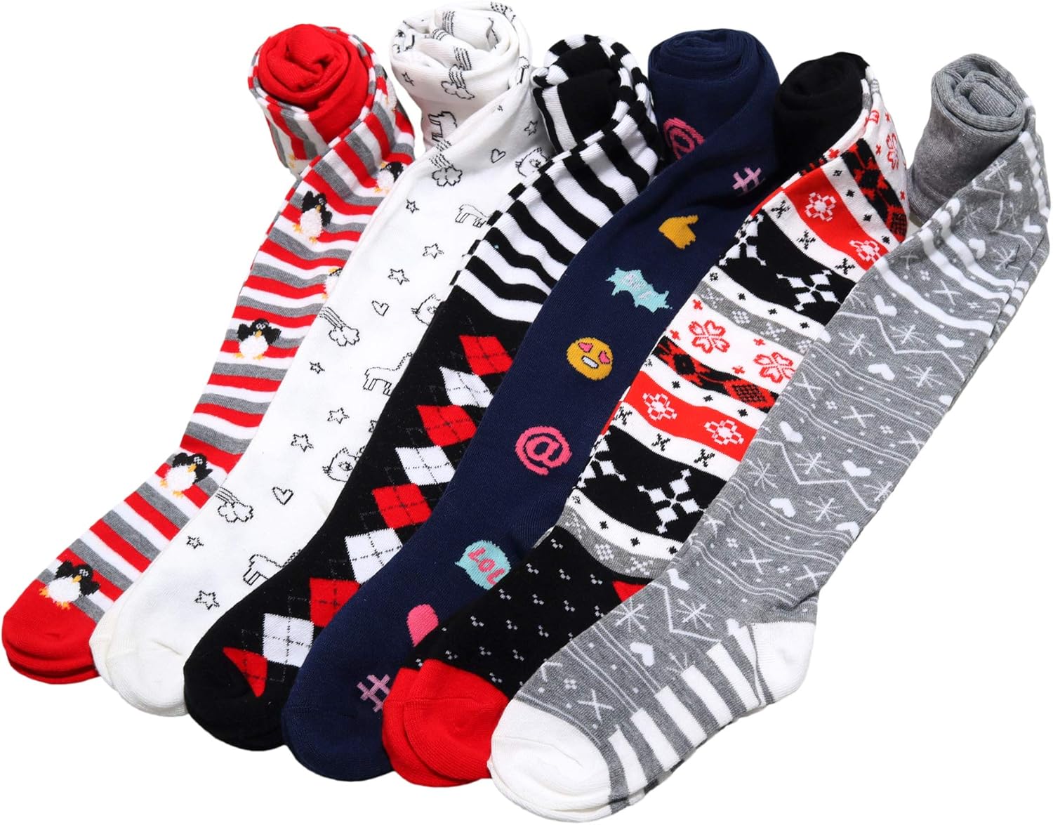 Angelina Girl's Colorful Assorted Winter Tights with Heel and Toe (6-Pack)