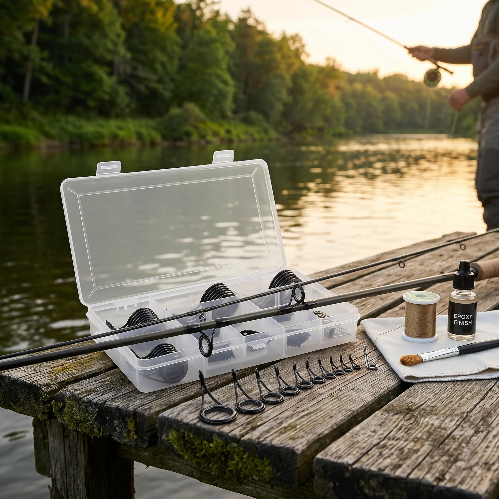 Wakects Kit d'anneaux de Guidage de Canne à Pêche 90 Pièces, en Acier à Haute Teneur en Carbone avec Embouts en Céramique pour Une Réparation Polyvalente de Canne à Pêche et Un Rangement Facile