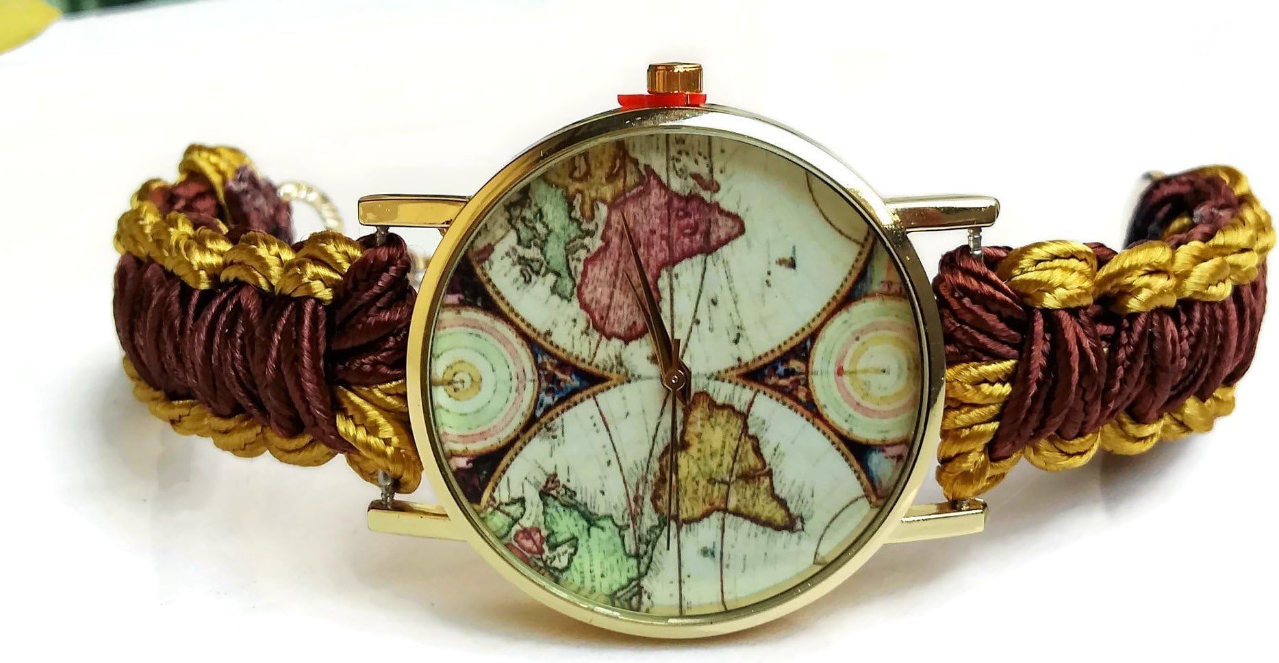 Boho copper gold world map wrist watch bracelet women Globe jewellery Cool birthday gift for her