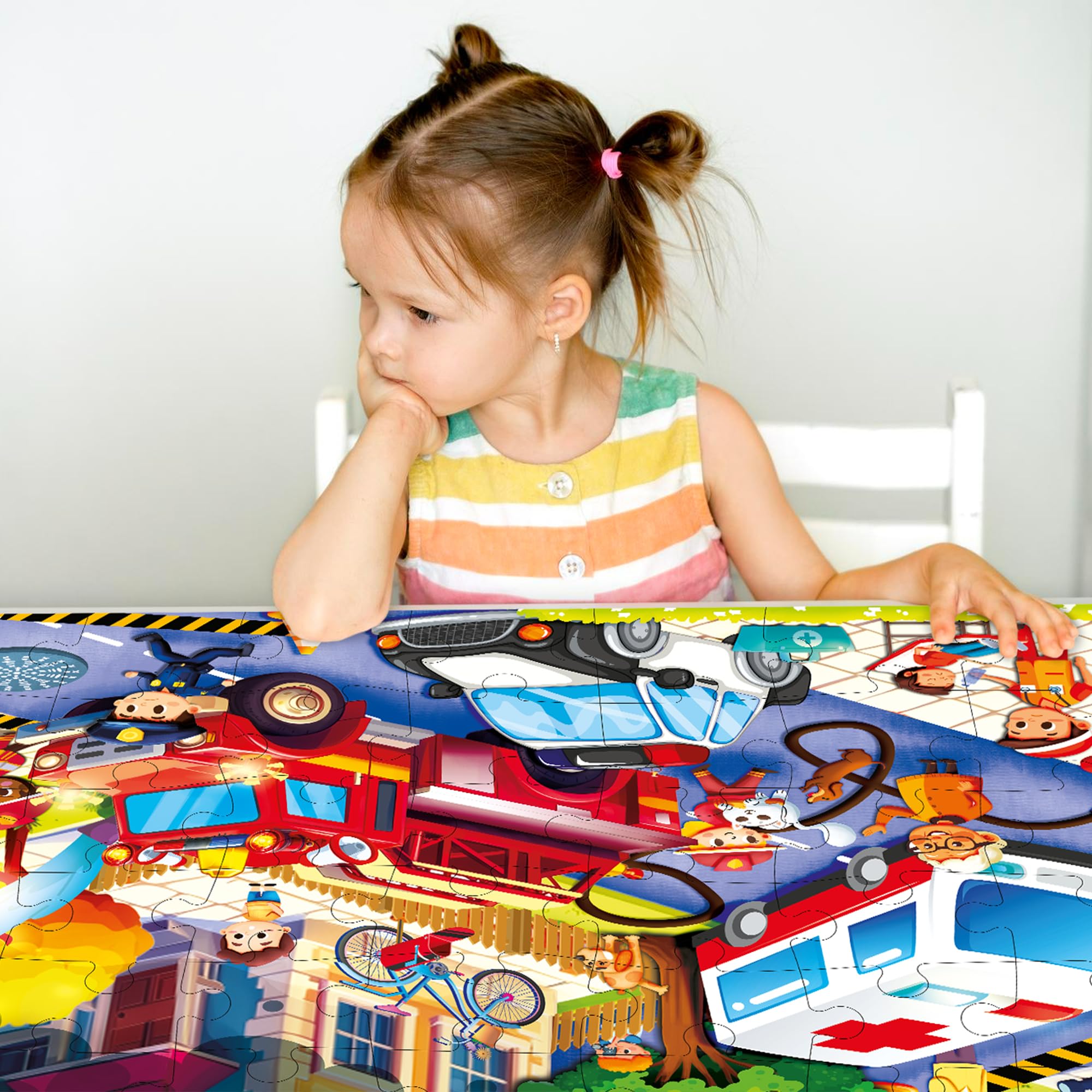QUOKKA Puzzle Gigante Niños 3 4 5 Años - 60x90 cm 48 Piezas Puzzle XXL de Suelo Infantiles 5 6 Años - Grande Juguete Camión de Bomberos - Regalo Educativo para Niños y Niñas de 2 a 6