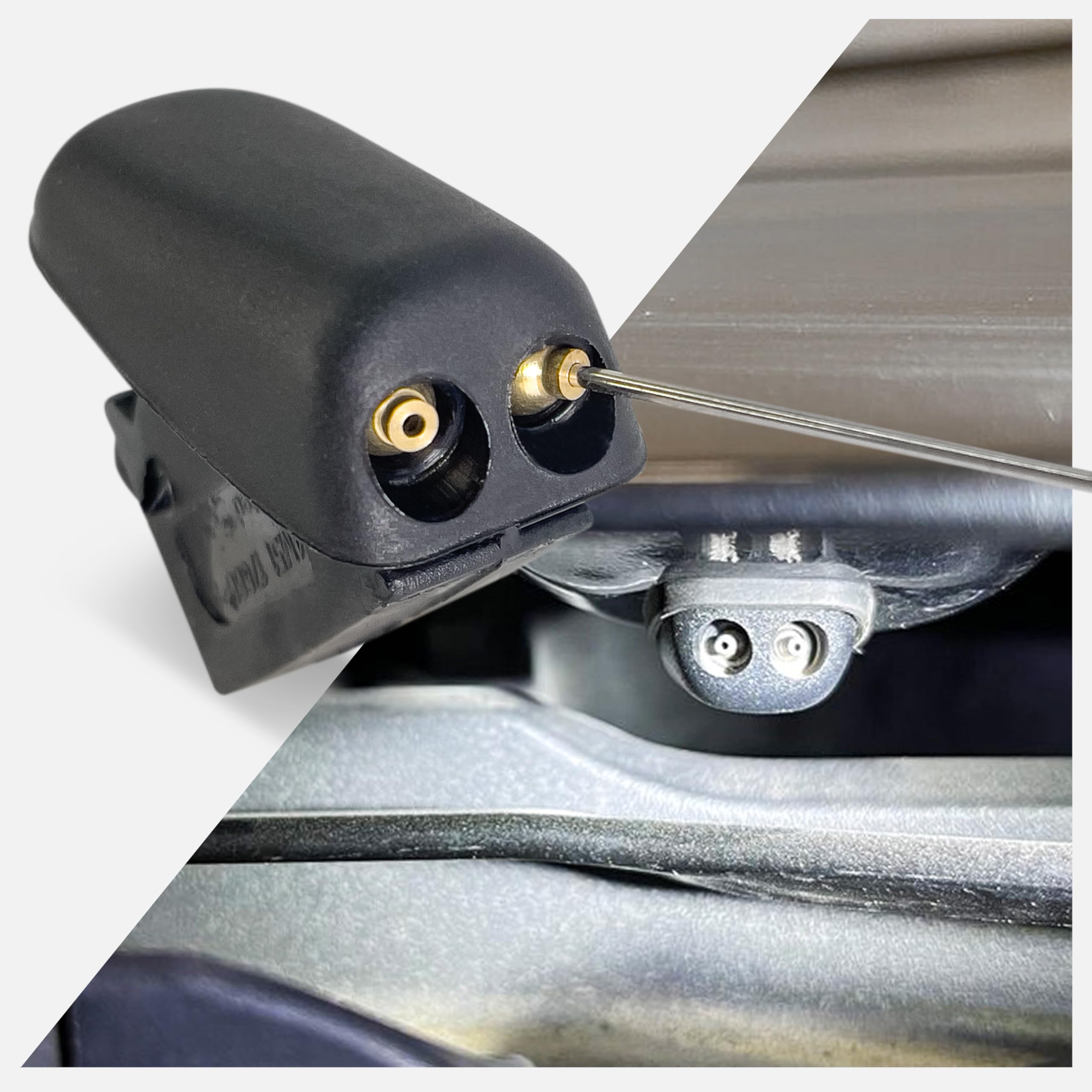 2 szt. Click&Fit Dysze do spryskiwaczy przedniej szyby kompatybilne z Tesla Model S 3 X Y 2012-2023 niepodgrzewane 2-kierunkowe regulowane dysze natryskowe akcesoria zastępuje OE# 1052887-00-C