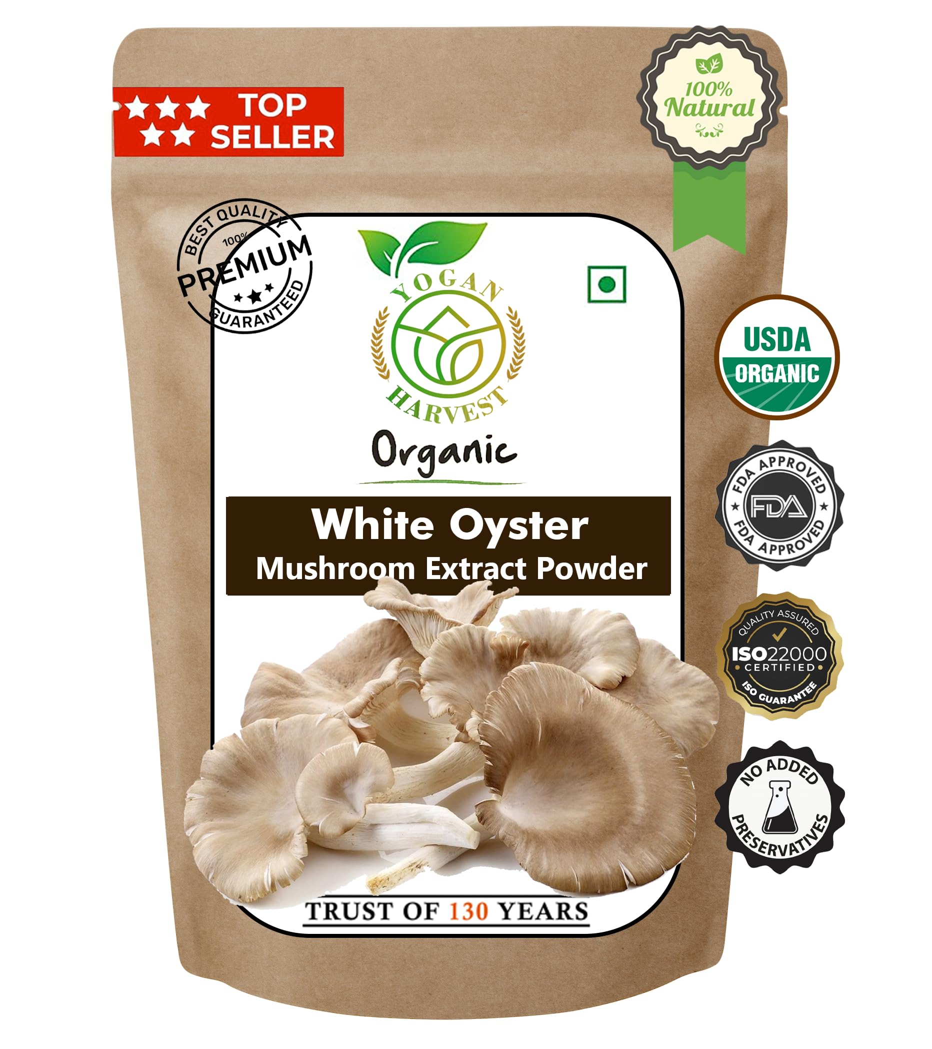 USDA Organic Tremella Mushroom Extract Powder (100 gm) | Supports Skin Glow, Collagen booster, Beauty, Hydration, Anti Aging superfood. USDA Organic > 45% Beta Glucans By Yogan Harvest — Amazon image 2