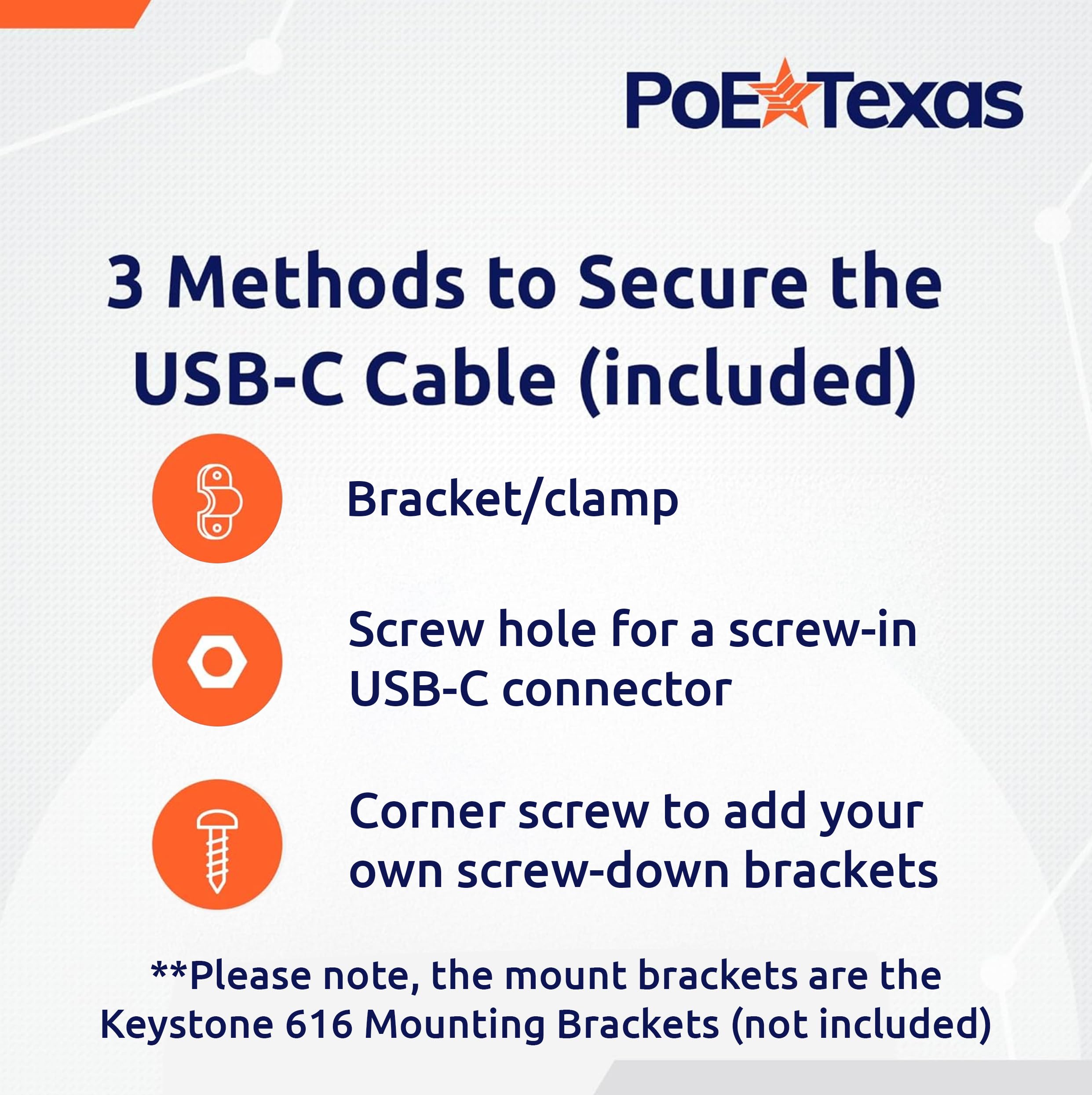 PoE Texas adattatore PoE+ a USB-C 3.0 con alimentazione e dati Gigabit da 25 W per tablet USB-C – adattatore Power over Ethernet 802.3at attivo per punti vendita e stazioni di lavoro