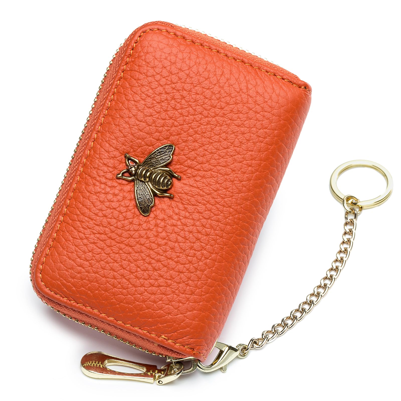 imeetu RFID Credit Card Holder, Small Leather Zipper Card Case Wallet for Women