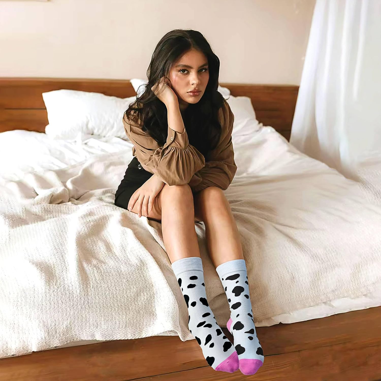 Fun Colorful Socks Patterned Funky Happy Crew Sock Combed Cotton Stockings Packs - Image 6