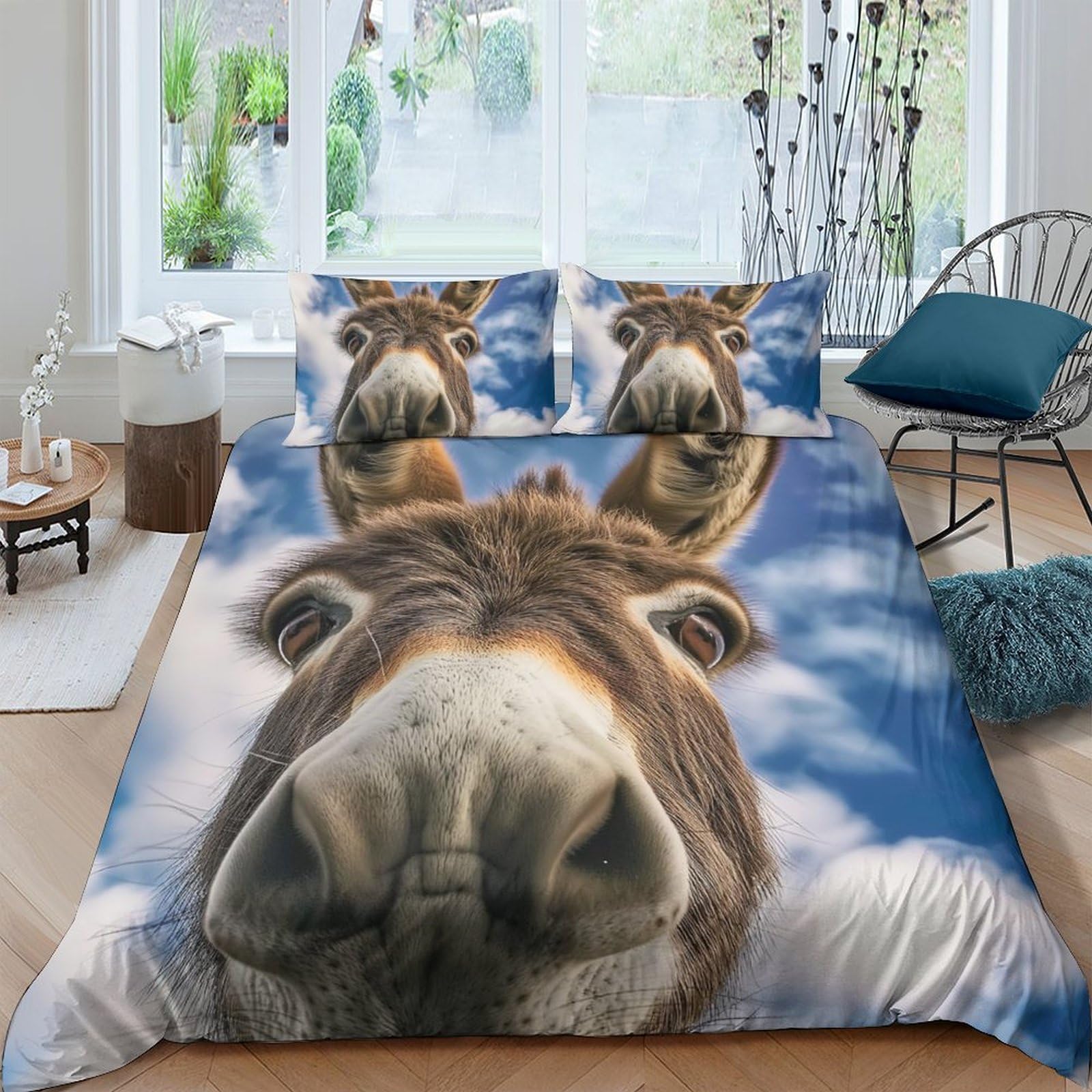 Ctjqhvkz Style-8 3D Printed Funny Donkey Fitted Sheet Microfiber Soft Breathable Cartoon Animal Mattress Cover For Bedroom Dorm Decor Single（135X200cm）