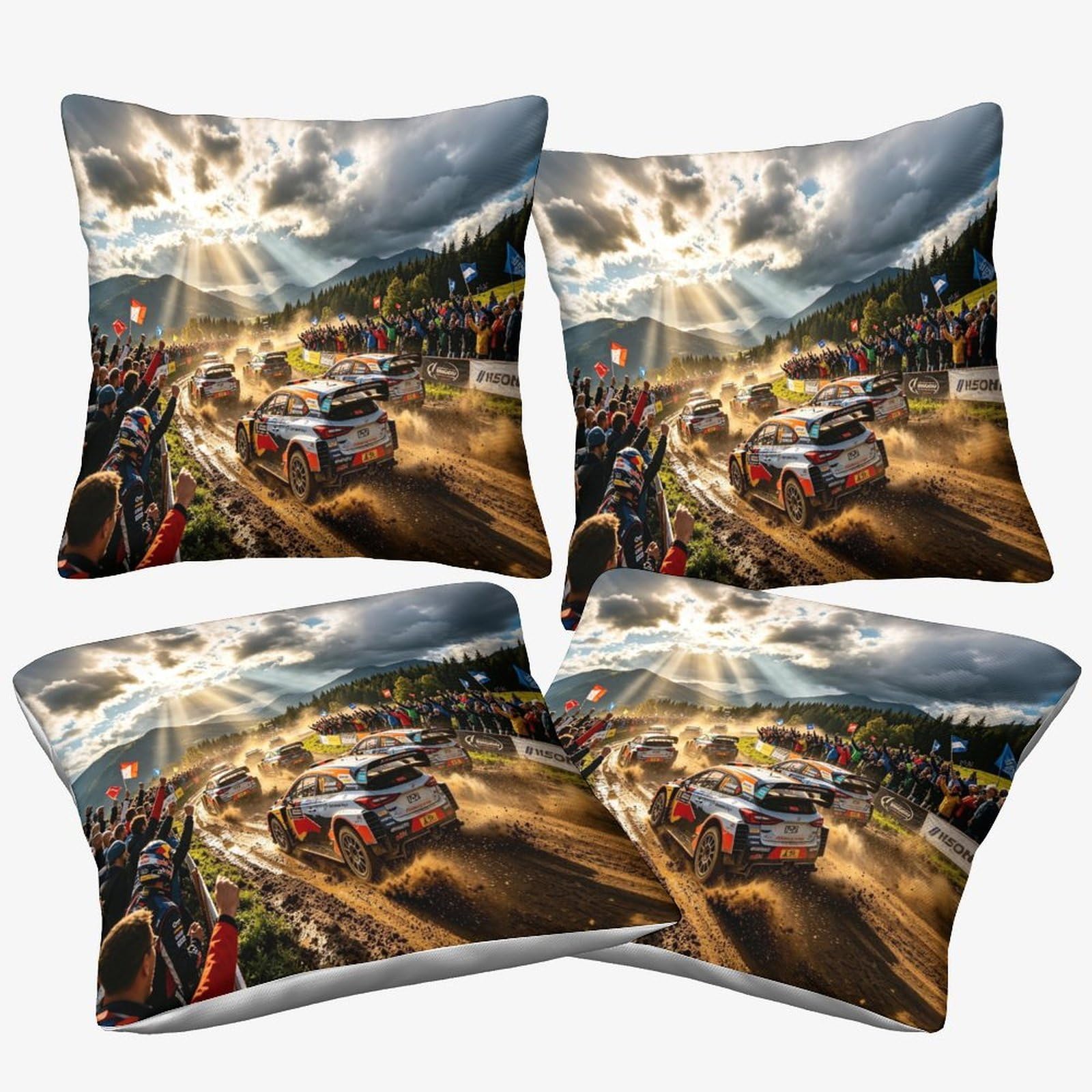 Dafufbw Rally Racing Cushion Cover Gifts, Room Decor Off-Road Rally Home Decorations Throw Pillow Case Skull Bedroom Livingroom Couch Sofa 40X40cm, 4Pcs
