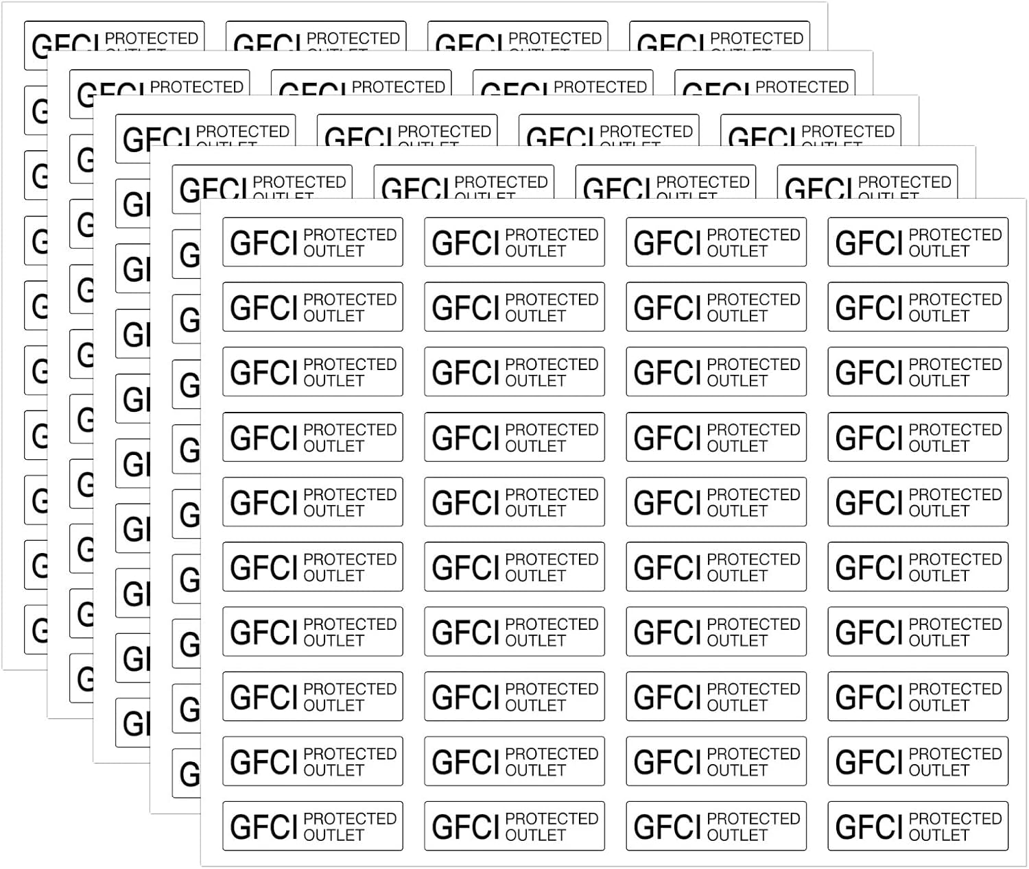 200PCS GFCI Protected Outlet Stickers for Outlets Plate,GFCI Labels Stickers for Receptacles Not Grounded,NO Equipment Ground Clear Sticker Decals(0.27" x 1")
