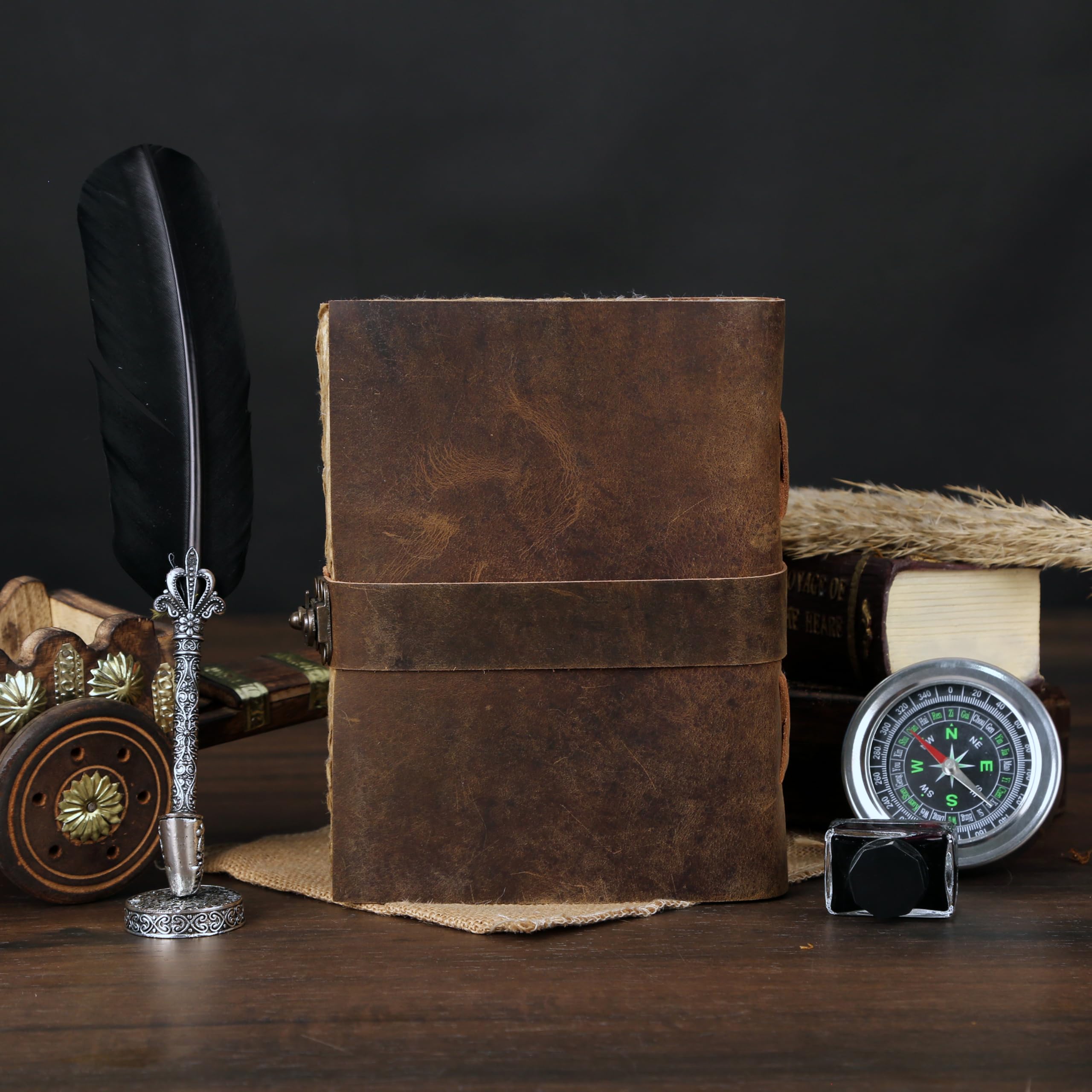 Vintage Leather Journal Handmade Buffalo Deckle Edge Paper - Image 3