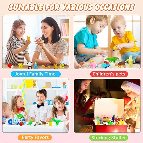 Miniatura 4 de 150 piezas de borradores de animales de escritorio para niños, lindos borradores de rompecabezas, borradores de lápiz para recompensas de aula,