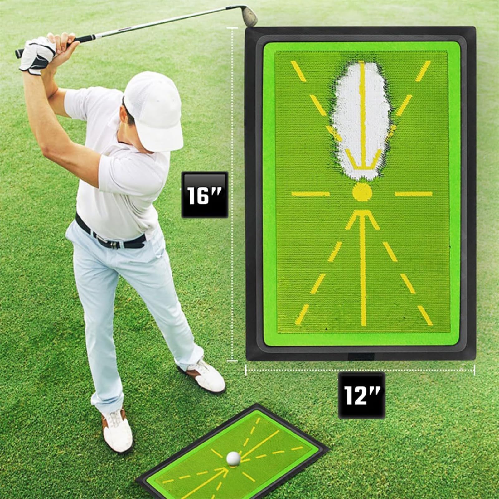 Tapis de Swing Pour Entraînement de Golf - Retour Instantané | Tapis d'Entraînement Intérieur/Extérieur | Base Antidérapante, Velours Durable