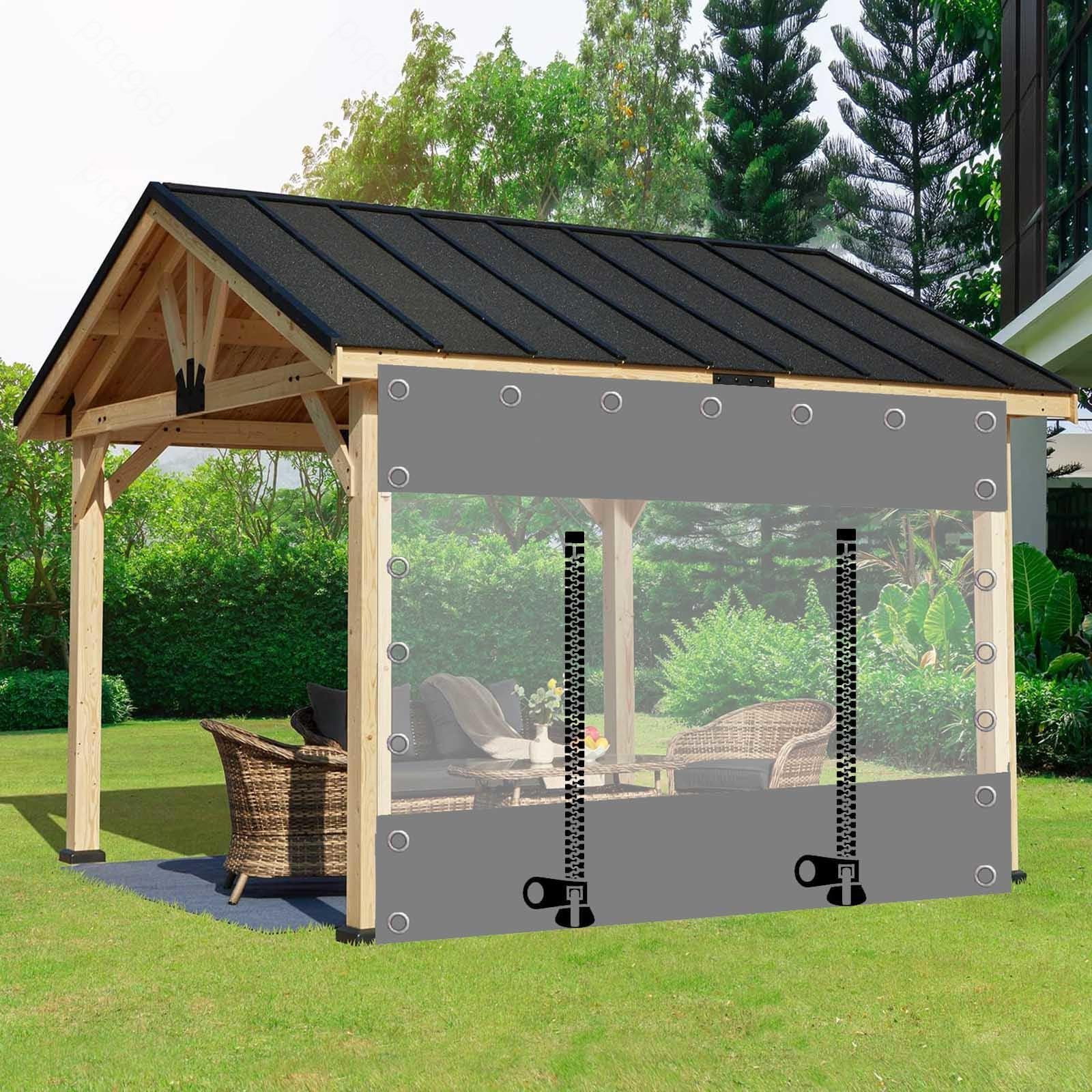 Rideau de bâche transparent extérieur gris PVC imperméable pour séparation de porche