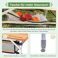 KingCamp Összecsukható Bambusz Kempingasztal - 3 Állítható Magasság (45/52/65 cm), Alumínium Váz, 80 kg Teherbírás, Hordtáskával, Kültéri Ha 6