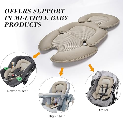 Miniatura 4 de Cojín de apoyo para bebé recién nacido, inserto de malla 3D, forro transpirable compatible con cochecito, asiento de automóvil, silla alta, etc.