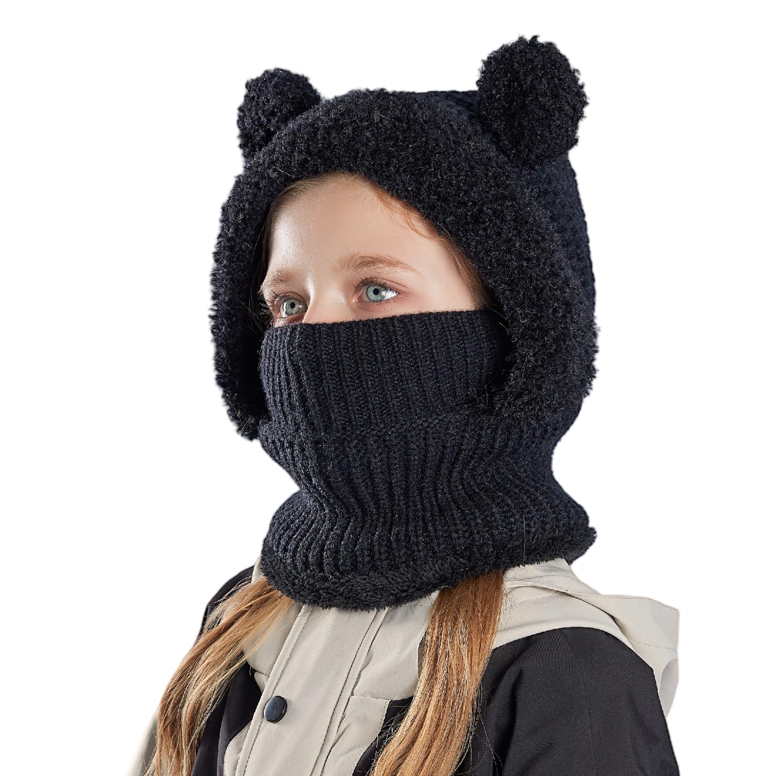 TAGVO Pasamontañas Térmico de Invierno Niños, Multifuncional Balaclava Prueba de Viento Cálido Máscara de Esquí, Cute Animal Gorro Forro Polar con Calentador de Cuello para Niños Niñas 4-10 Años
