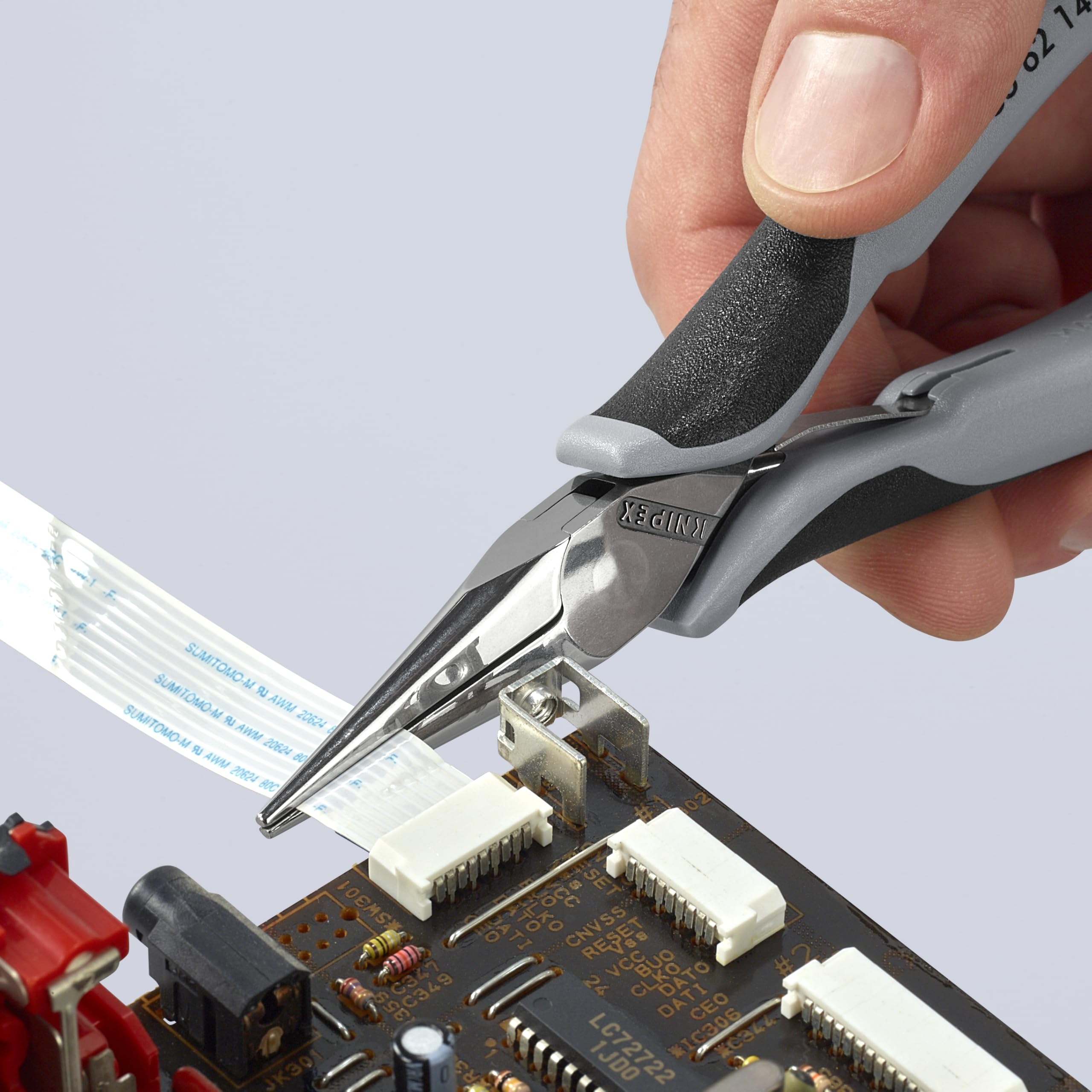 KNIPEX Szczypce ESD dla elektroników ze złączem wsuwkowym polerowana na wysoki połysk z osłonkami wielokomponentowymi 145 mm, 35 62 145 ESD
