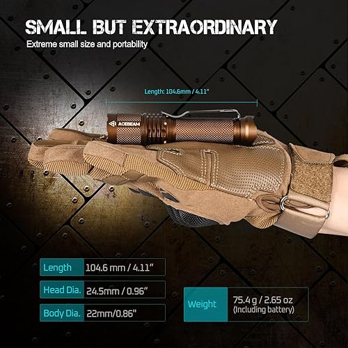 Miniatura 4 de ACEBEAM TAC AA - Linterna táctica EDC de 750 lúmenes altos, recargable de 656.2 ft, linterna LED de bolsillo de tiro largo, mini linterna pequeña