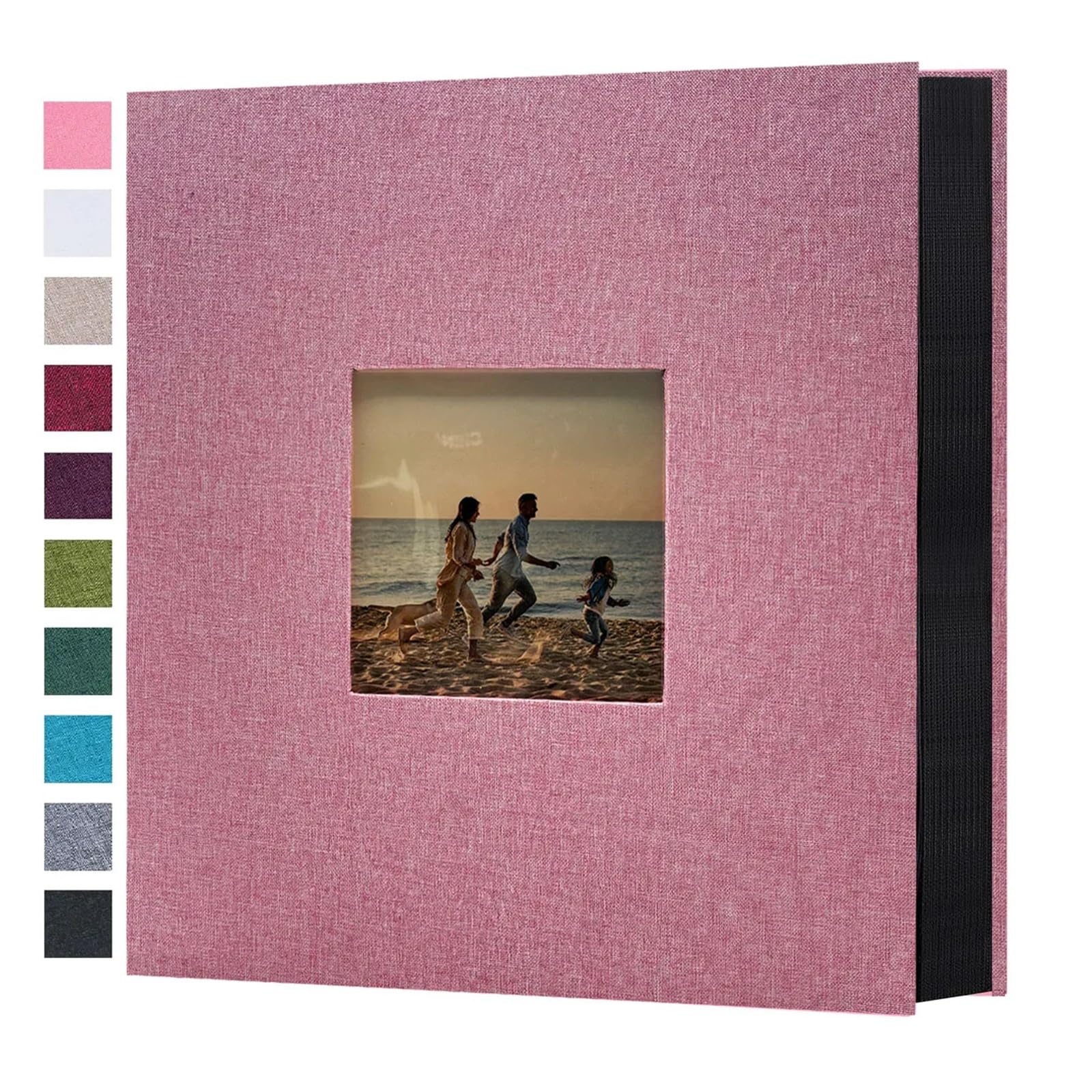 Album fotografico tascabile in lino 4x6-600 con tasche orizzontali e verticali(Pink-600 sheets)