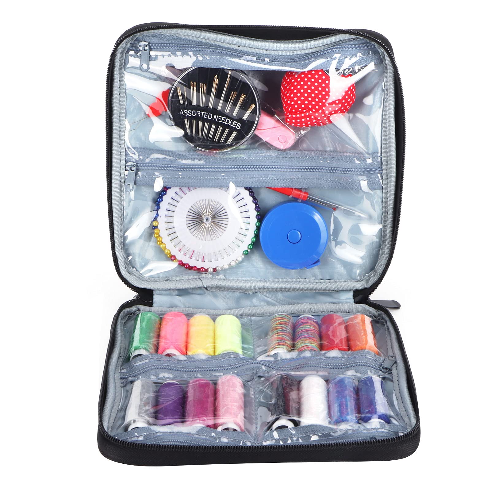 PYUDKLSMN Mini kit de costura portátil, juego de arreglos de ropa de emergencia, suministros de costura DIY con tijeras, agujas de hilo, accesorios completos de costura para el hogar para
