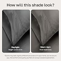 Vista 5 de California Design Den Juego de sábanas de 100% tejido de satén de algodón de 600 hilos, transpirables, suaves, para cama ajustable, gris oscuro