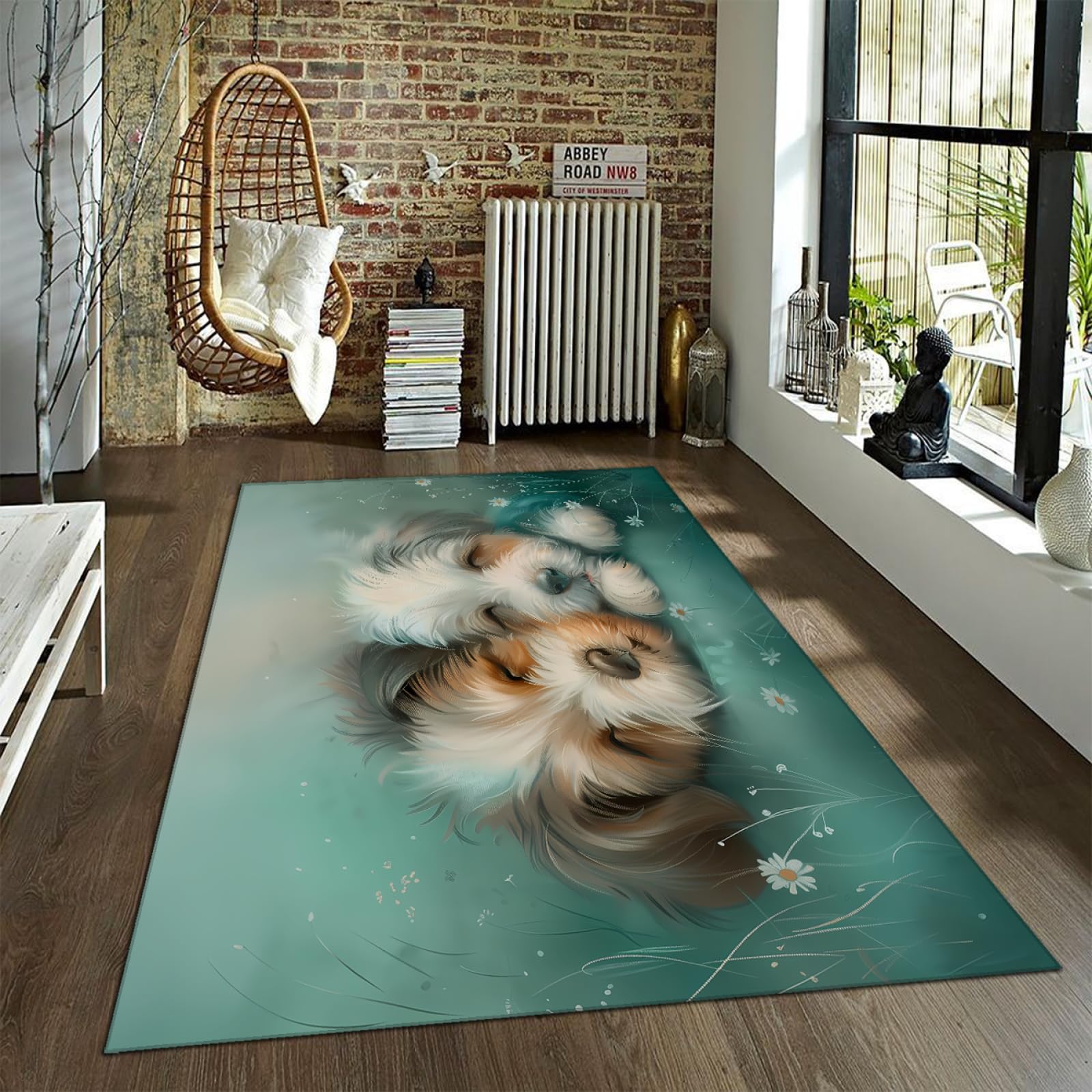 Dywan do spania szczeniaka 80 x 120 cm - uroczy nadruk zwierzęcy, dywan do pokoju dziecięcego, wzór anime, antypoślizgowy, można prać w pralce, dywan do salonu