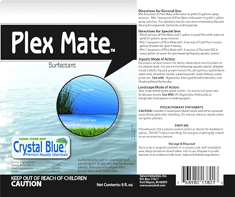 Plex Mate السطحي المائي لمبيدات الأعشاب - 8 أونصات - غير أيونية ، زيادة تغطية المنتج ، زيادة اختراق المنتج ، زيادة فعالية المنتج