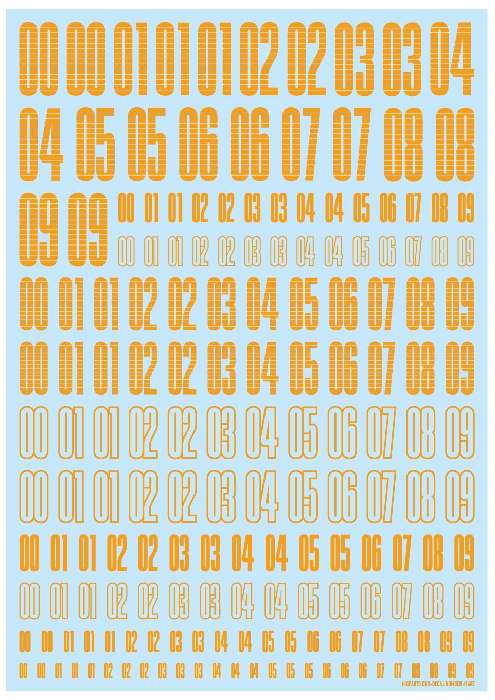 High Queue Part CND Decal Numbers Yellow-Orange 1 Pieces Water Transfer Decals CNDN-OY