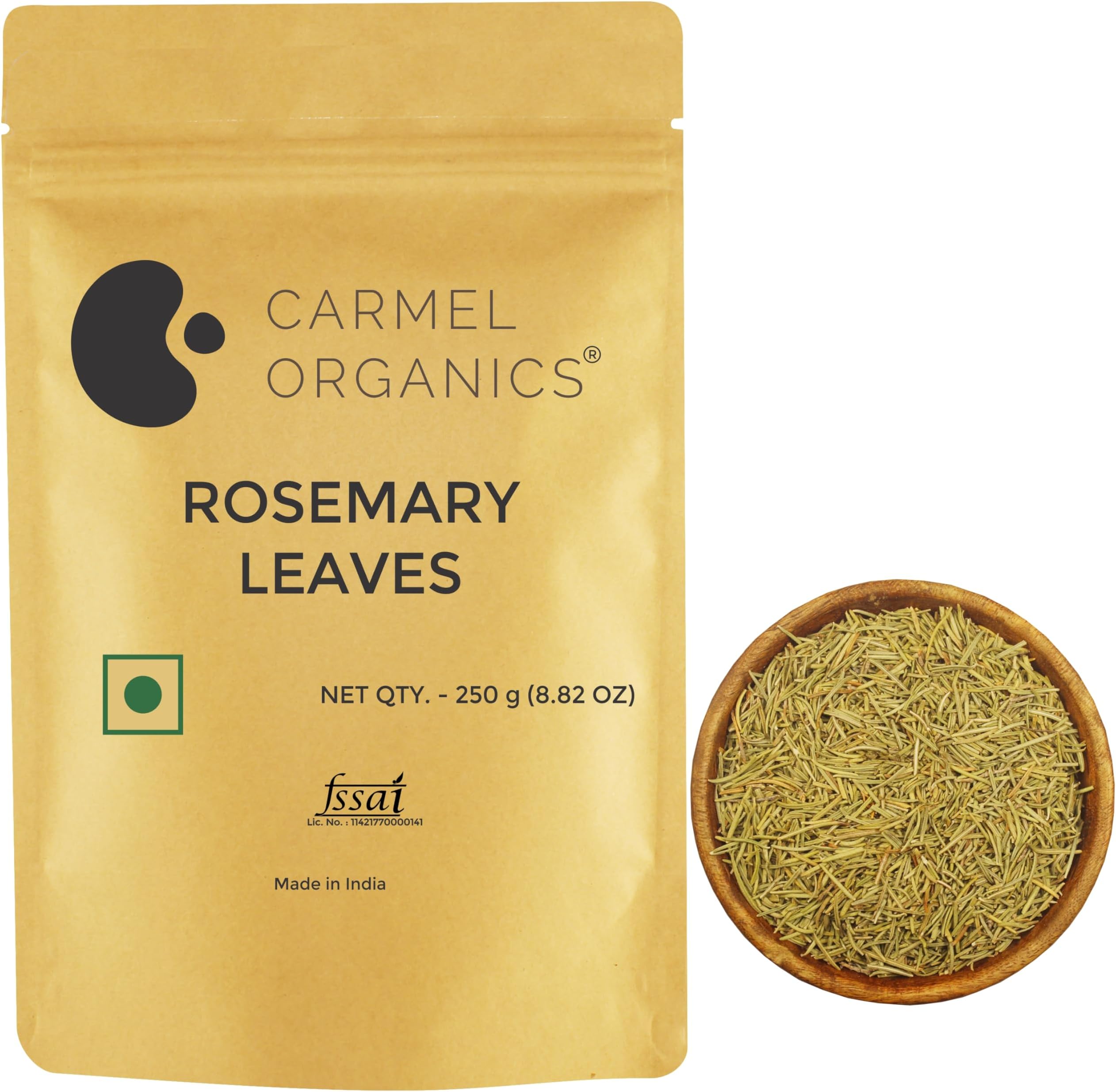 CARMEL ORGANICS Rosemary Leaves (250 Gram) With Spray Bottle | Useful For Hair Growth, Herbal Tea, And Cooking | Natural | No Added Preservatives And Additives | Salvia Rosmarinus