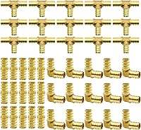 Vista 9 de 15 piezas de accesorios PEX de 1/2 pulgada, juego de acoplamientos rectos de codo TEE, combinación de accesorios de PEX de latón con Tees, codos