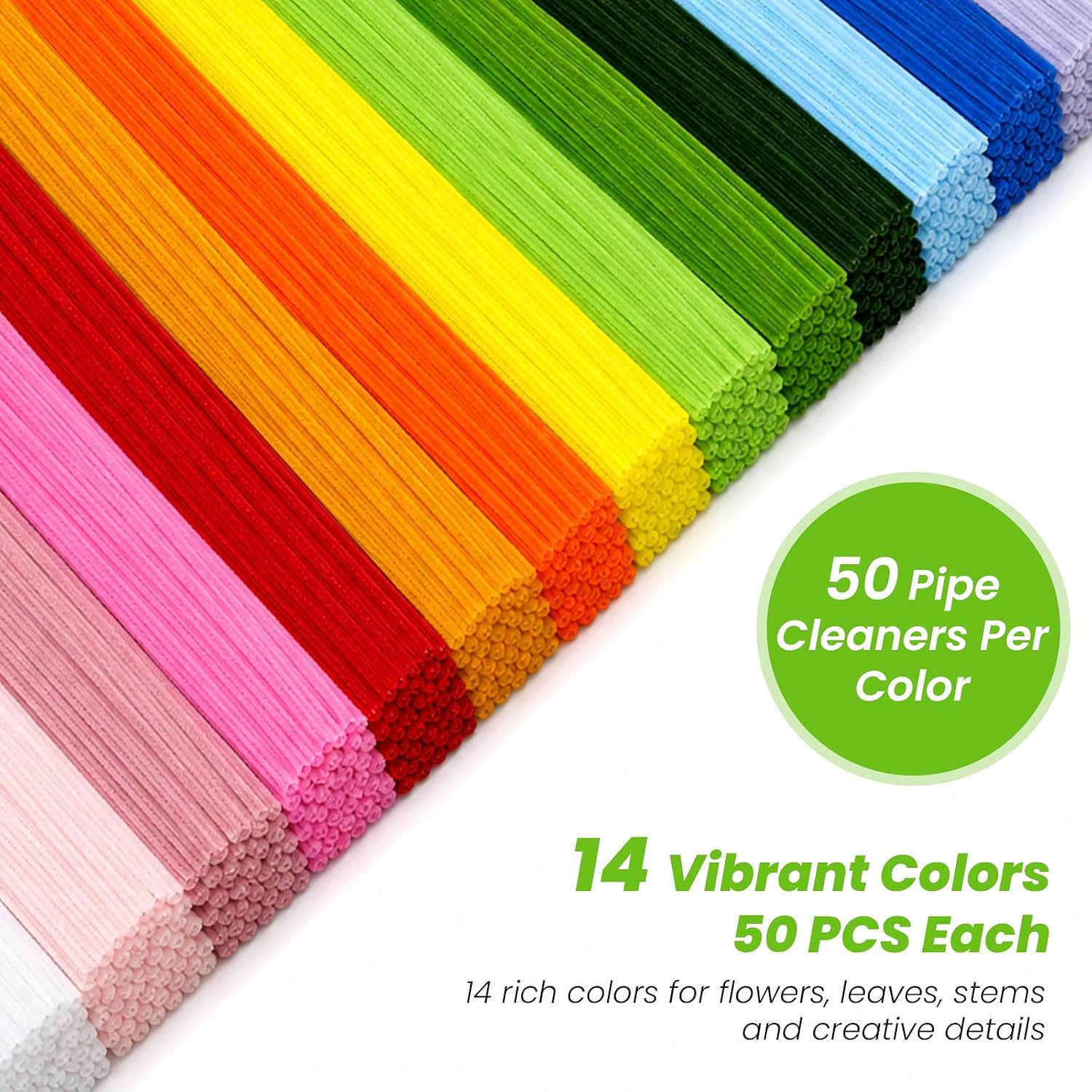 LIOIFIR 700 PCS Pipe Cleaners Craft, Pipe Cleaners Flowers Kit, 14 Colors Chenille Stems with Flower Instructions, Art and Craft Supplies