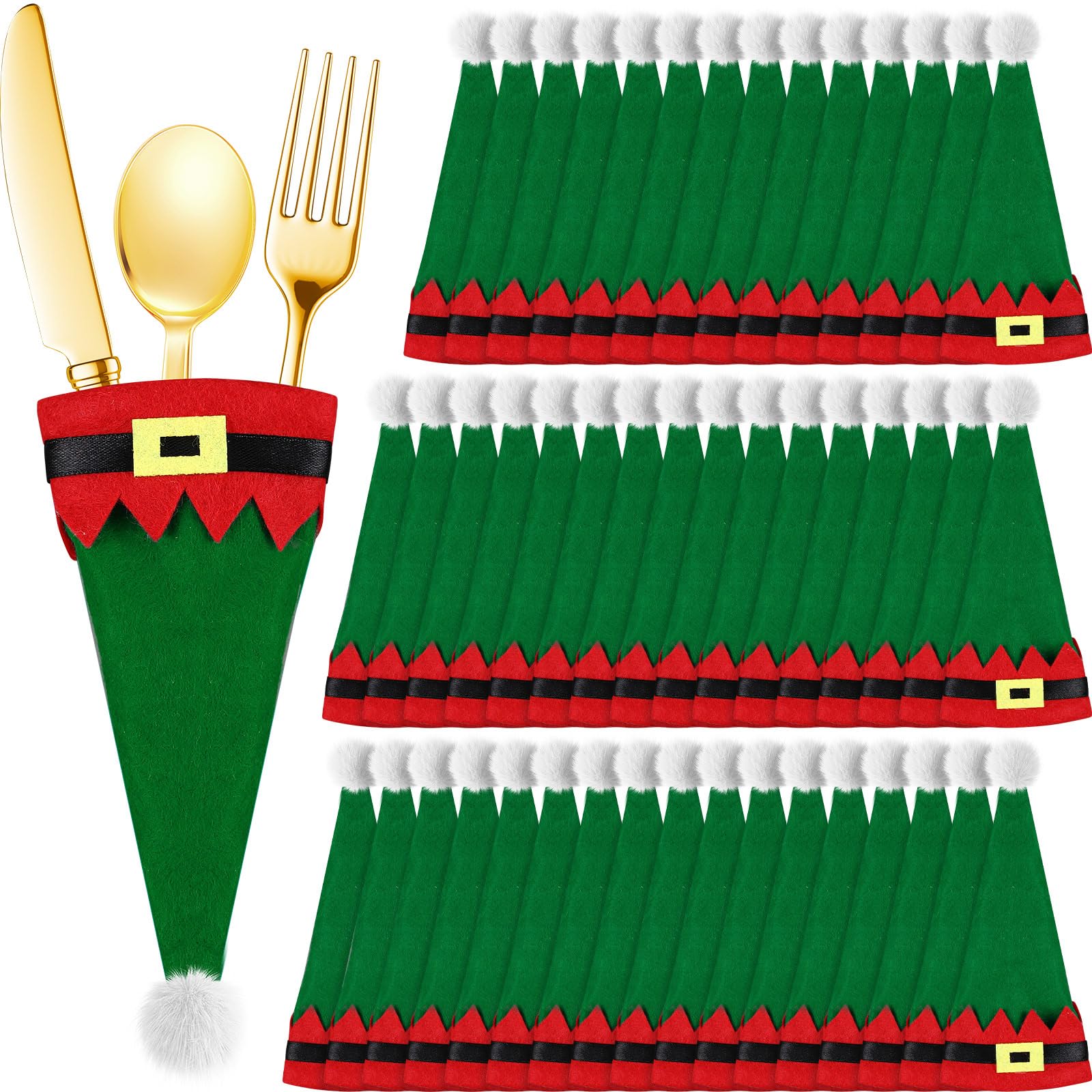 Lot De 6 Pochettes Porte-Couverts En Non-Tissé - Déco De Table De Noël | Protection Couteaux Fourchettes