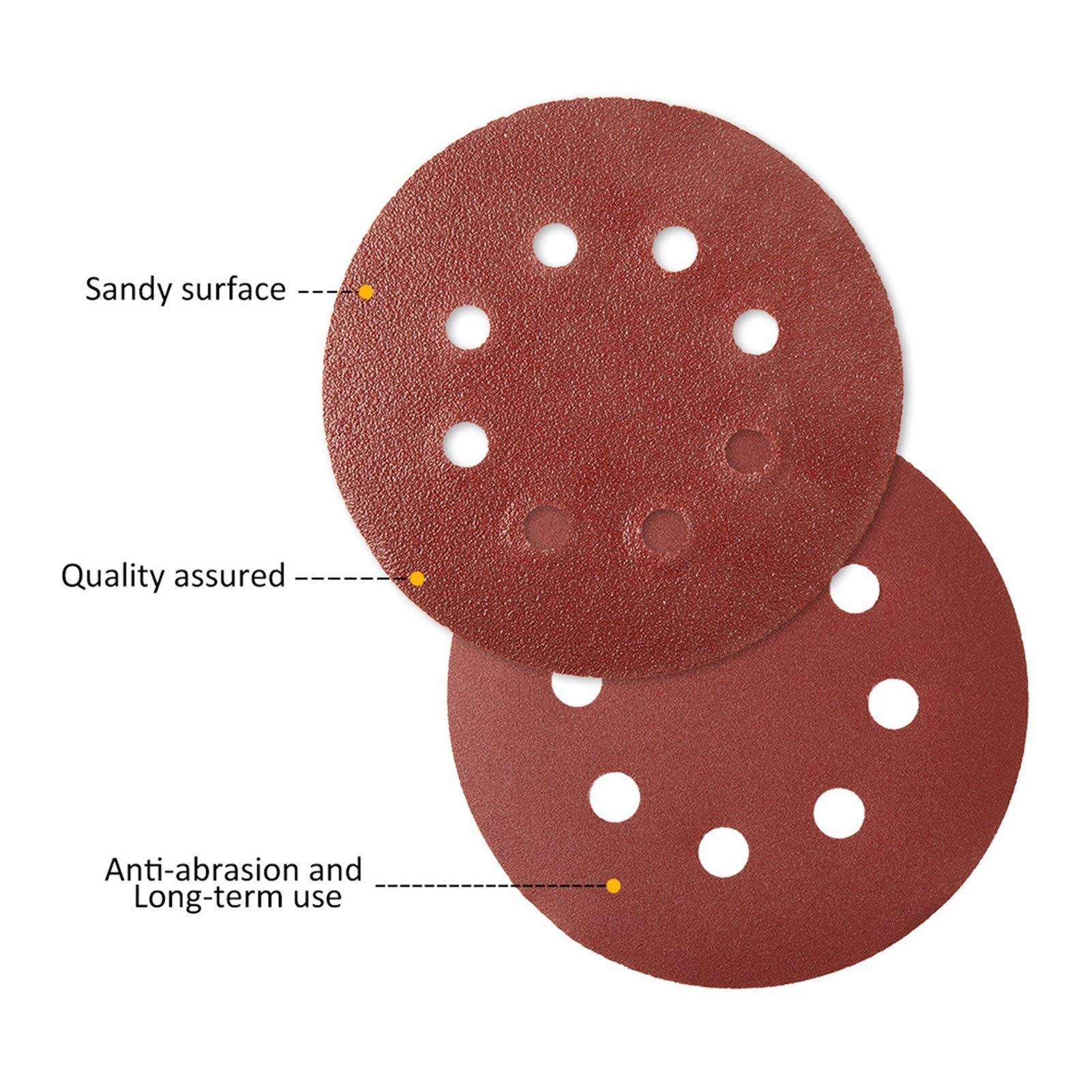 100 pz 125mm Forma Rotonda a Forma di abragazione a Gancio Anello a levigatura Carta Lucida Carta scarbinata 8 Fori sabbiosa tamponante for lucidatura