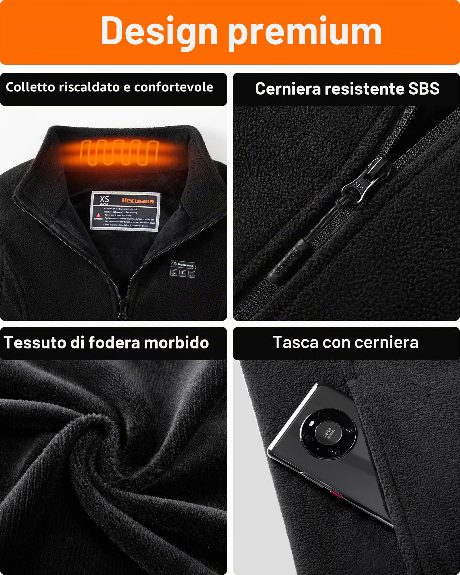 Pile Gilet Riscaldato Donna con 16000mAh 7.4V Batteria Inclusa, Gilet Donna Riscaldato, Gilet Riscaldato in Pile per Caccia, Sci e Motociclismo all'Aperto-XS