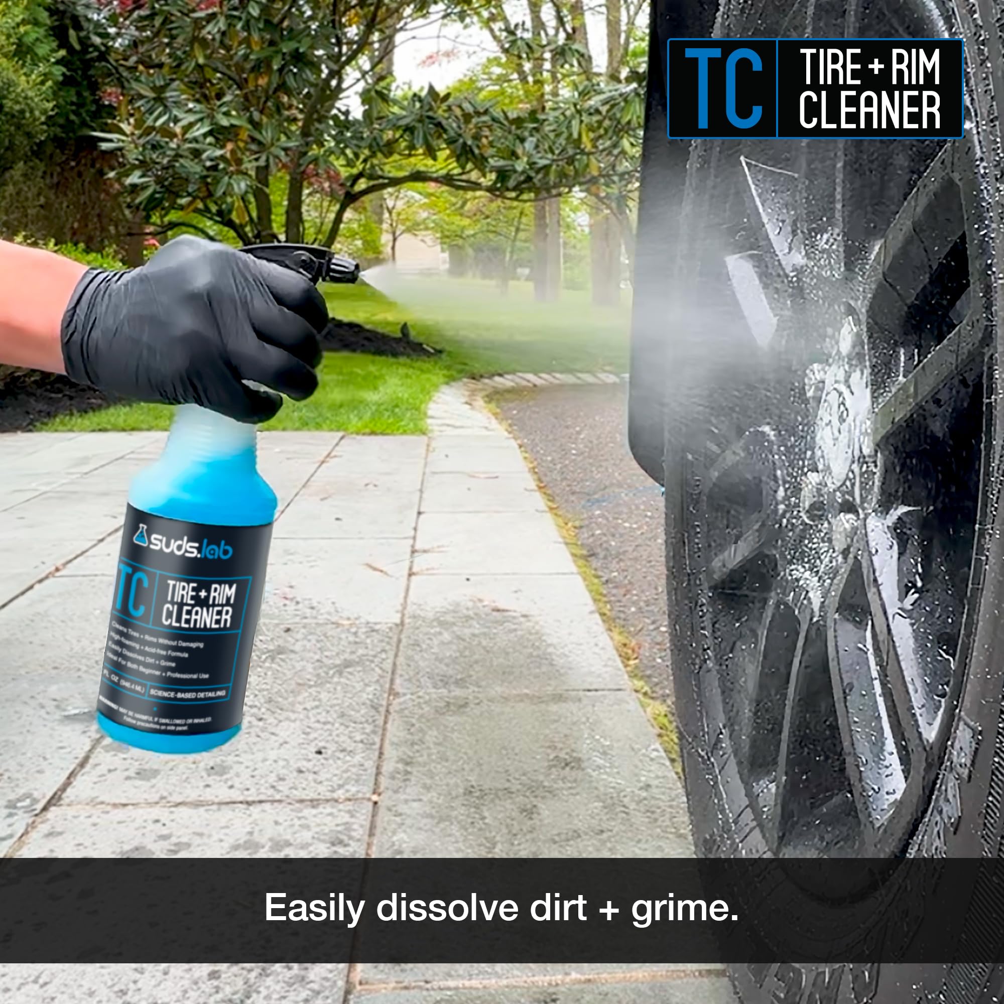 Suds Lab TC Foaming Tire Cleaner, bezkwasowe pieniące rozwiązanie czyszczące, bezpieczne do wszystkich wykończeń, mycie w domu