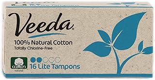 Veeda Natural All-Cotton Hypoallergenic Tampons, Mini, 16 Count