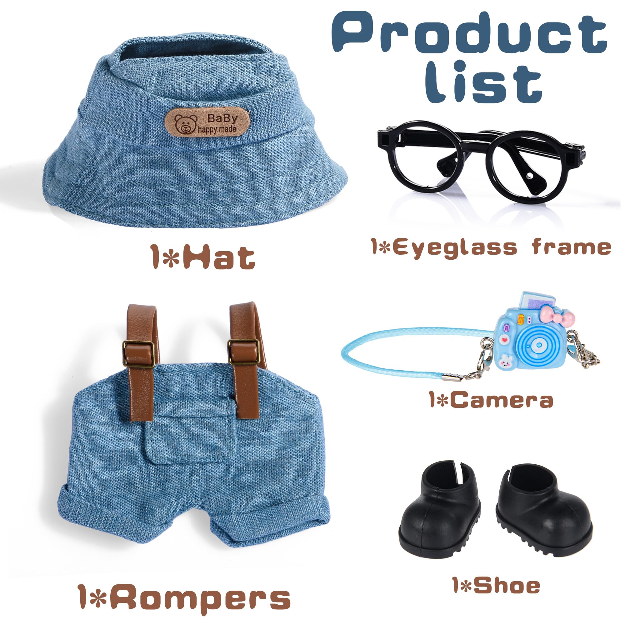 17cm Fashion Doll Clothes and Accessories Set Include: Hat, Overall, Shoes - Image 2