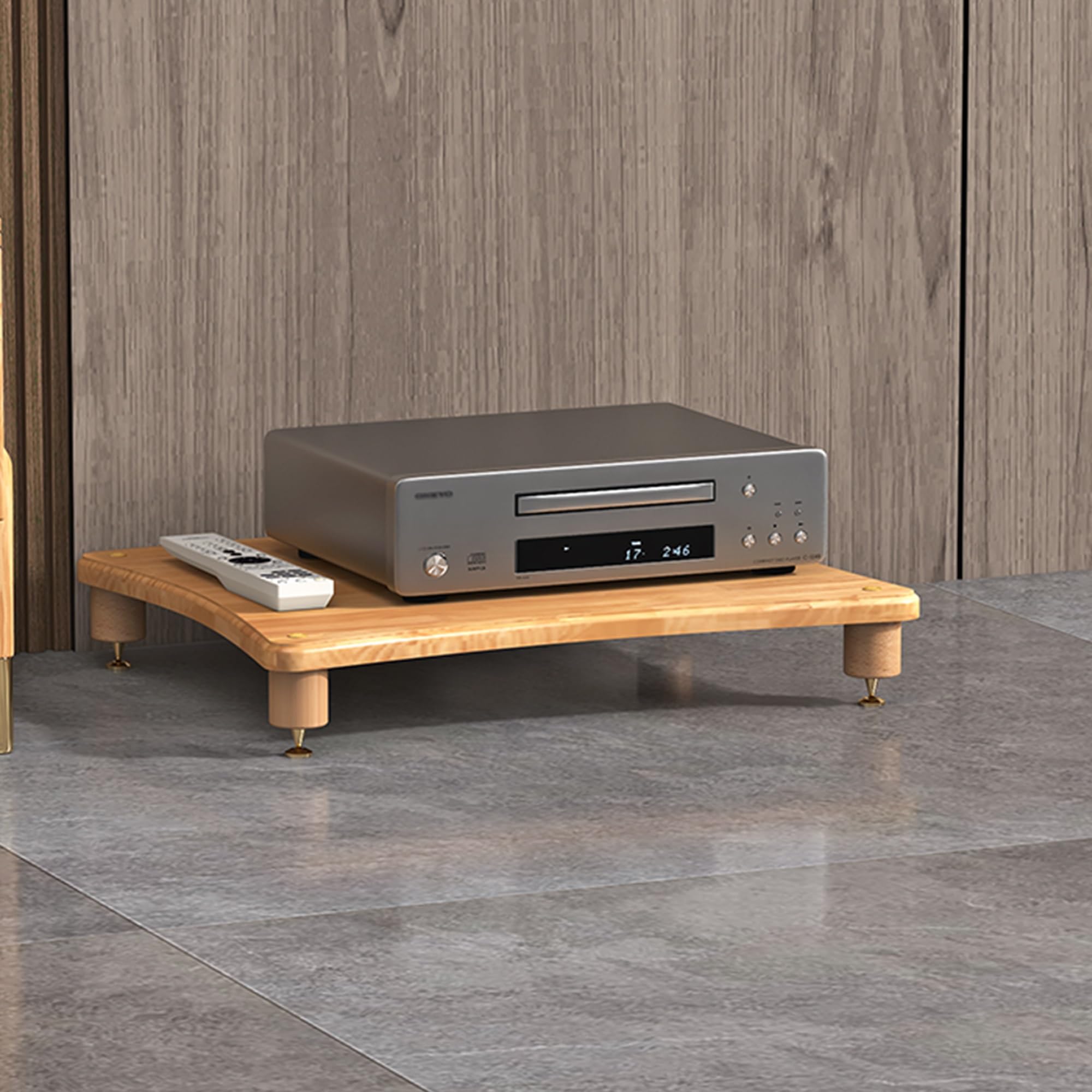 Mobile Giradischi in Legno Supporto Casse Audio HiFi Aperto Multifunzione Consolle per Jukebox Lettori Dvd Console di Gioco Accessori TV(Wood,60 * 48 * 10cm)