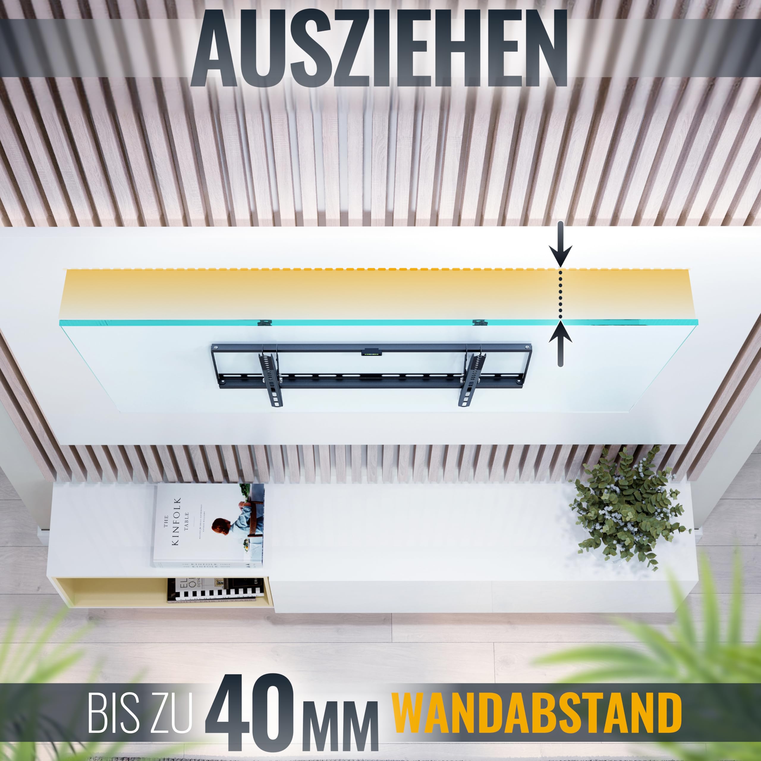 RICOO Supporto da parete per TV o Monitor Montaggio N1964 Staffa televisore piatto inclinabile girevole Smart 4K Curvo 3D QLED OLED LED LCD televisori braccio television max VESA 600x400 universale