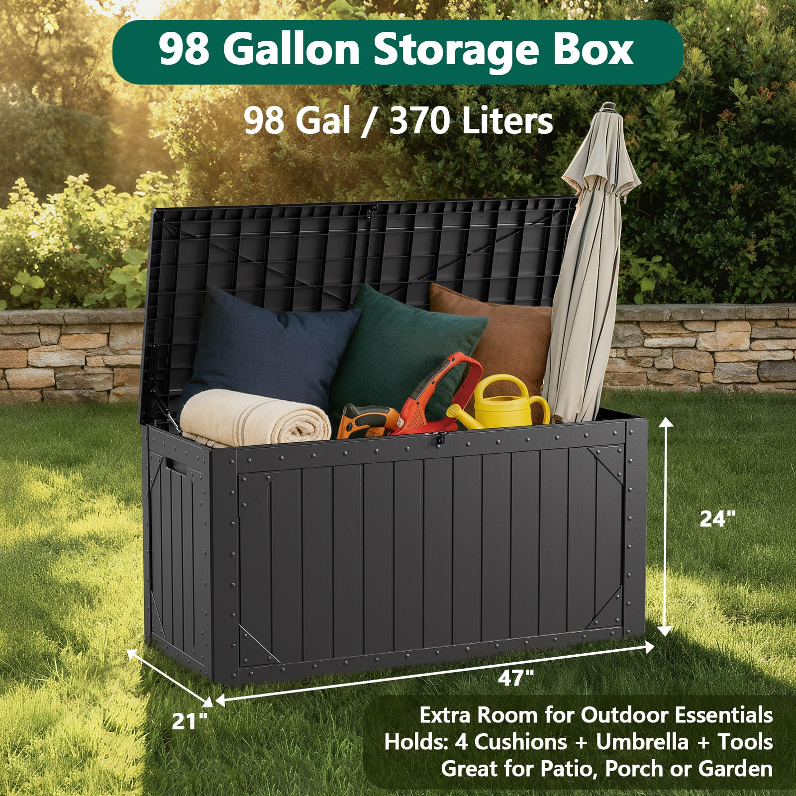 Best Outdoor Storage Bench Picks for 2026 2 MAKE CHANGES Outdoor Storage Box, 98 Gallon Deck Box, Outdoor Storage Bench, Wat - product photo
