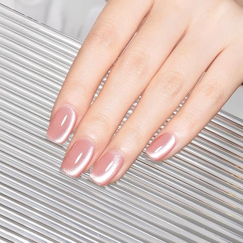 Miniatura 4 de MAYCHAO Esmalte de uñas en gel de ojo de gato de 0.5 onzas líquidas, 1 esmalte de gel rosa gelatina con imán, esmalte de uñas magnético holográfico
