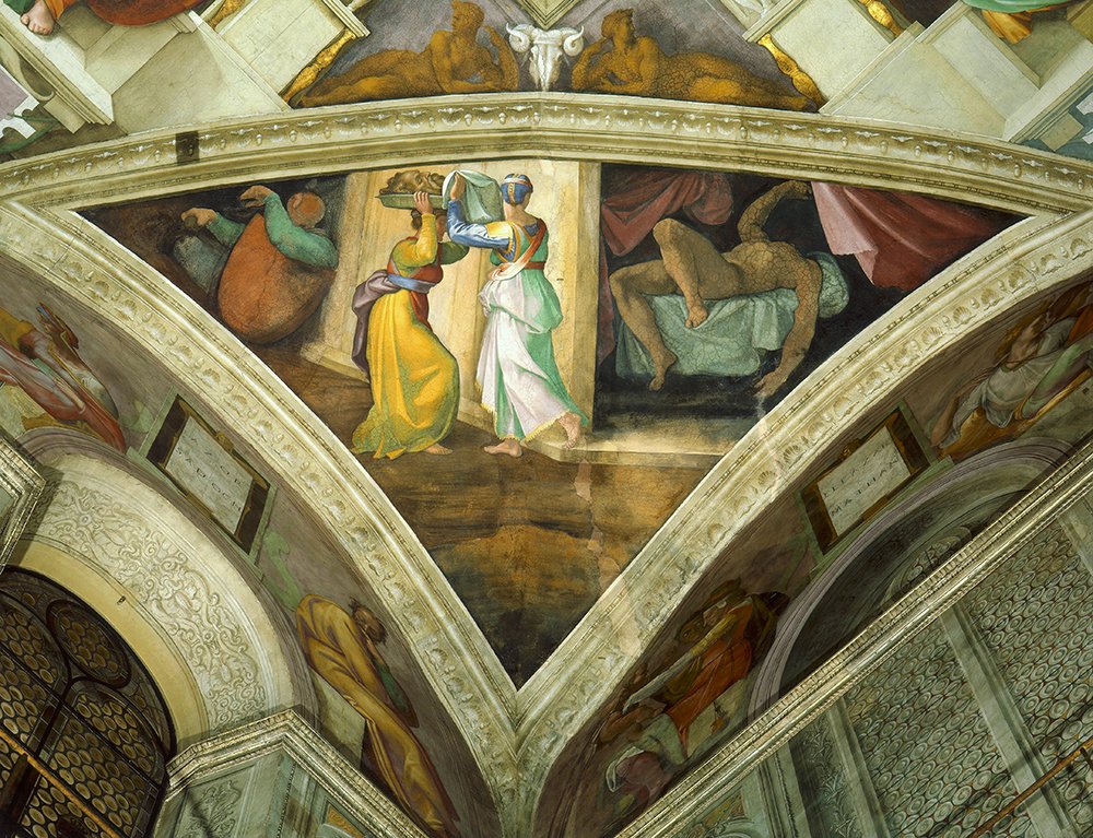 Lámina Judith y Holofernes para decorar tu salón con el arte clásico de Miguel Ángel y marco negro