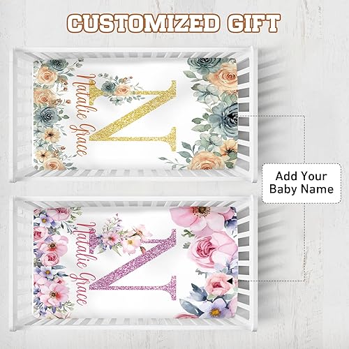 Miniatura 3 de Ropa de cama infantil con nombre personalizado para bebé, sábanas de 2 piezas para niñas y niños con nombre, sábanas ajustables de algodón moradas