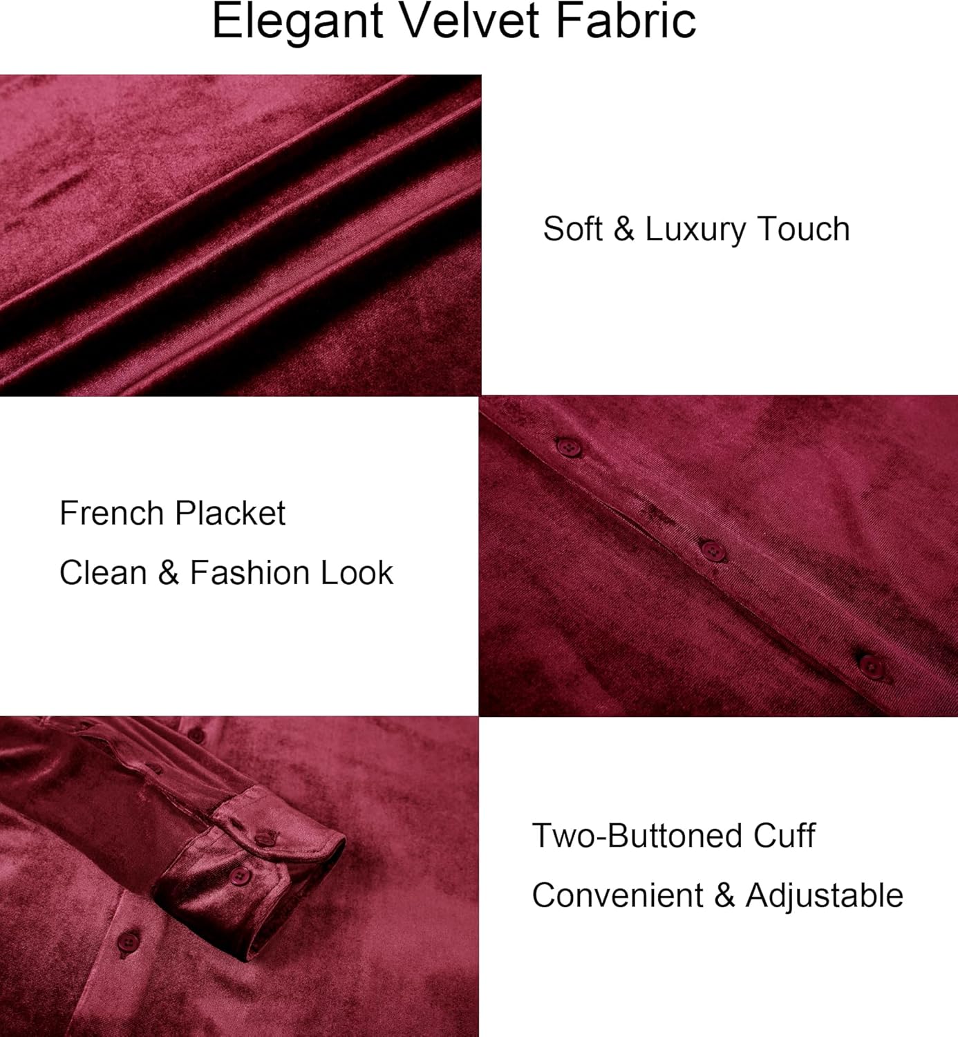 Alex Vando Mens Velvet Shirts Regular Fit Long Sleeve Soft Stretch Casual Button Down Shirt - Image 5