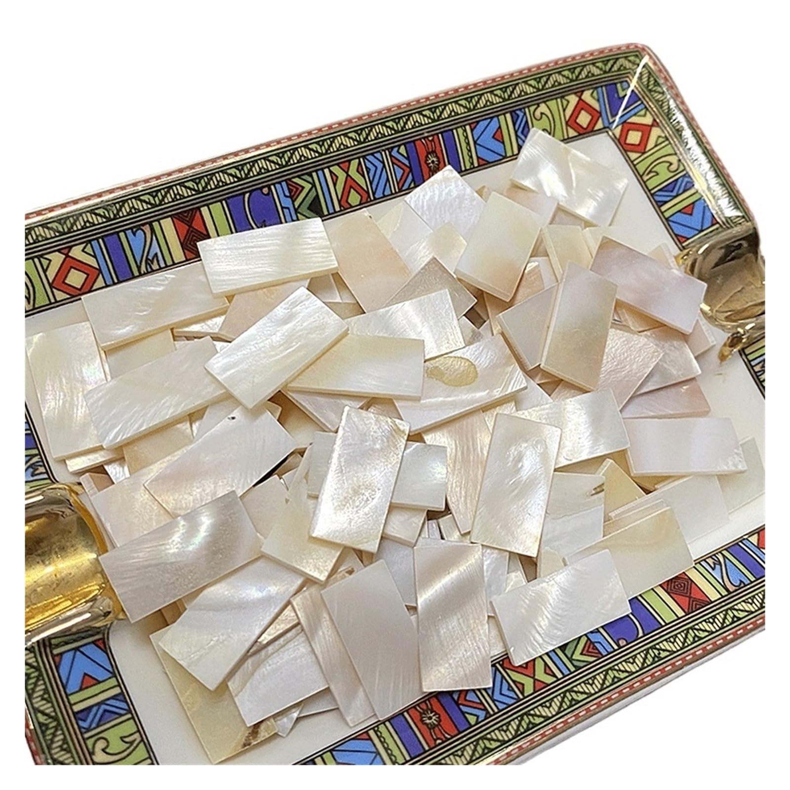 Mdytpt One Color 100Pc Rectangle Mother Of Pearl Mosaic Tiles Natural Shell Square Mosaic Pieces For Home Decoration Crafts Hobbies