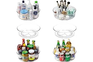 Lazy Susan Jewelry Holder: 6 Pack Crystal Clear Turntables for Organization