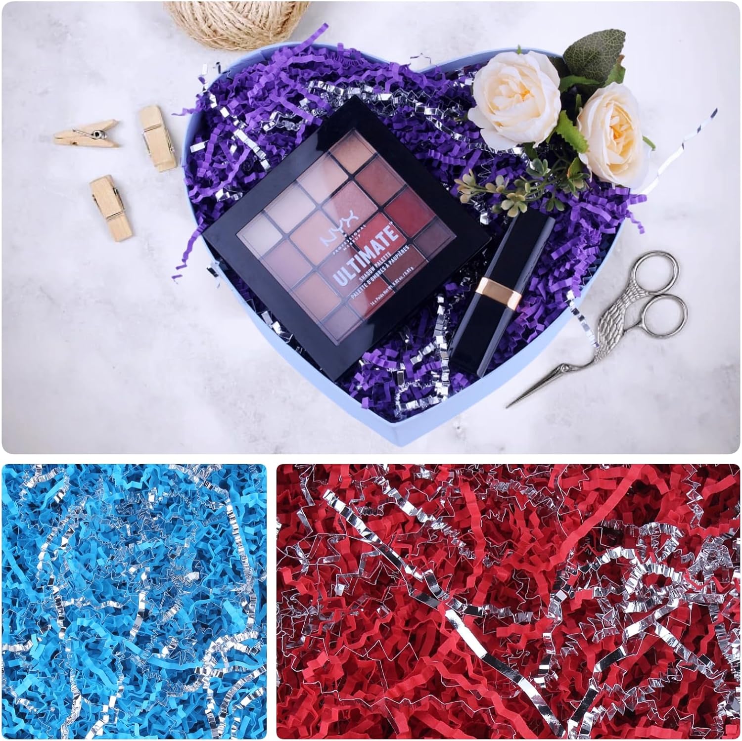 TANMWZK Crinkle Cut Paper Shred Filler 8 oz (1/2 lb) Gift Wrapping & Gift Basket Filler for Christmas,Halloween,Easter Basket Grass Filler(Light green & gold) - Image 4